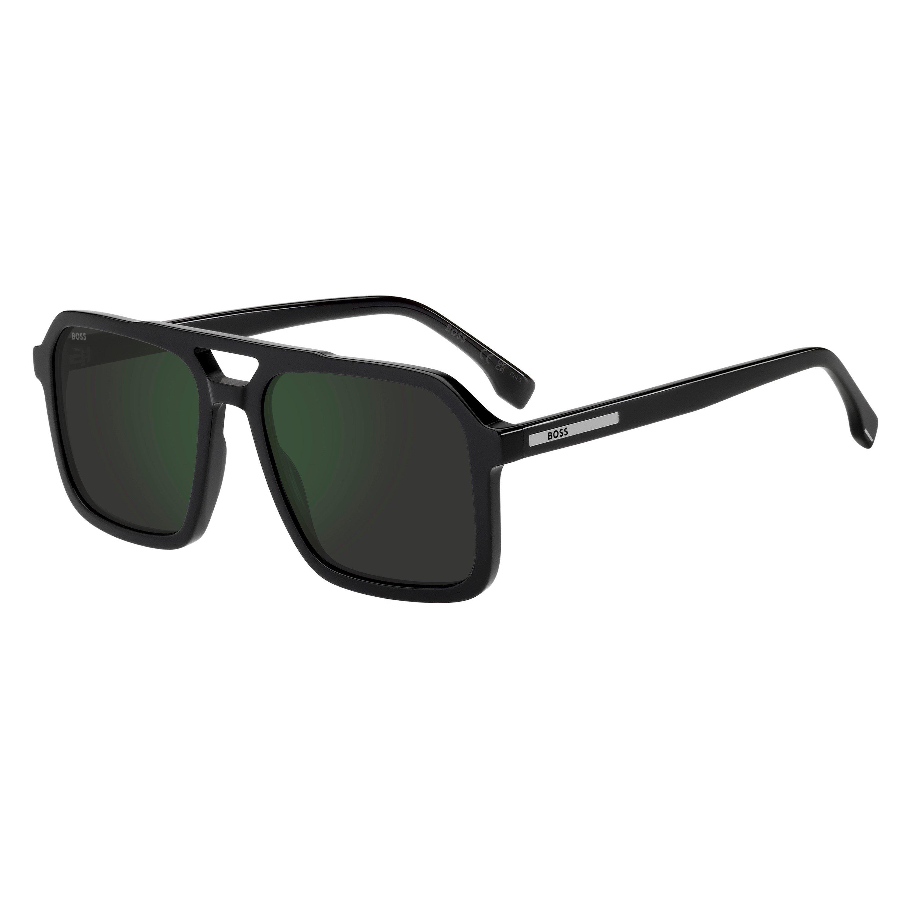 Black - Boss - Men's Square Rectangle Sunglasses - 1