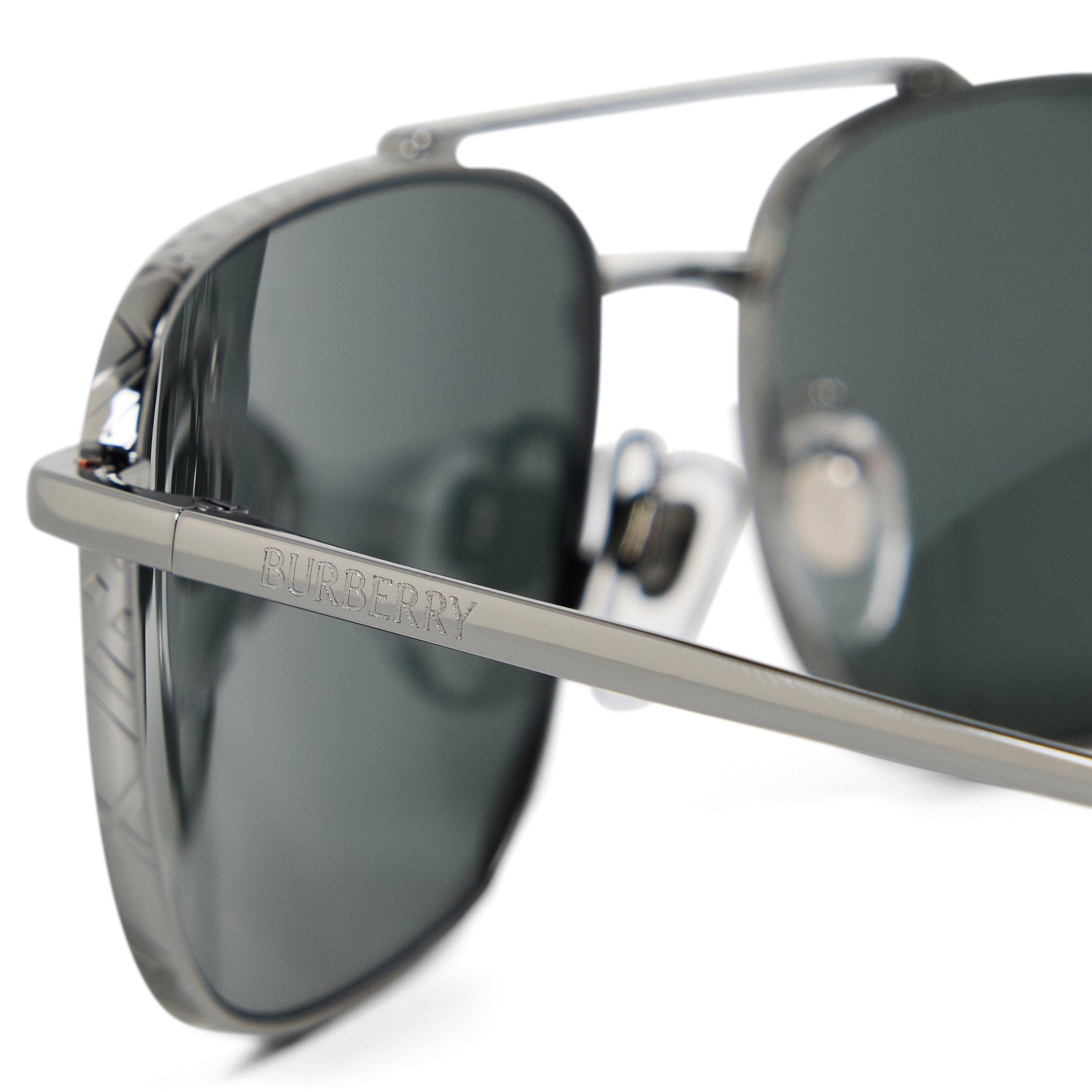 Gunmetal/Grey - Burberry - Men's 0BE3170 Oval Sunglasses - 3