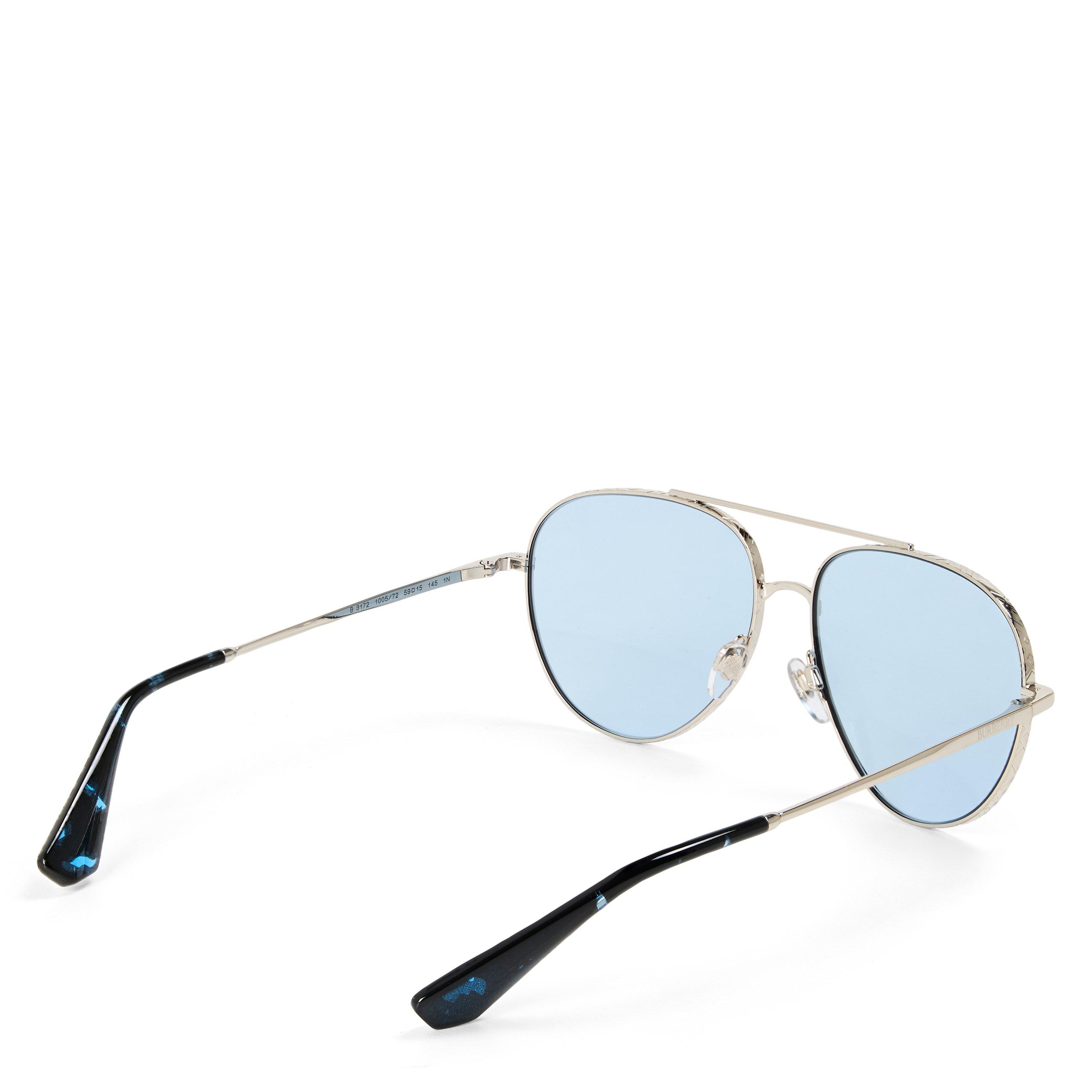 Silver/Azure - Burberry - Men's 0BE3172 Aviator Sunglasses - 2