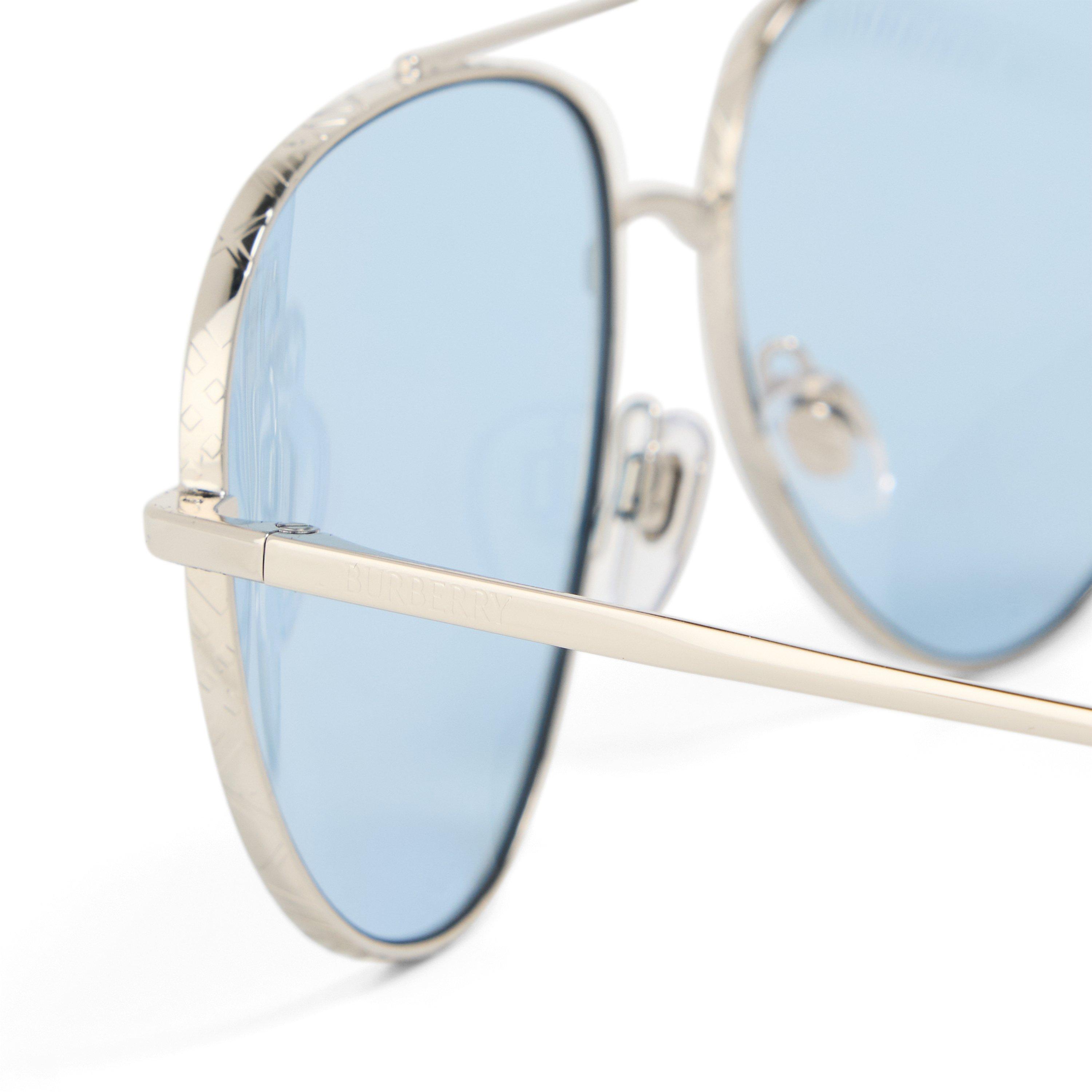 Silver/Azure - Burberry - Men's 0BE3172 Aviator Sunglasses - 3