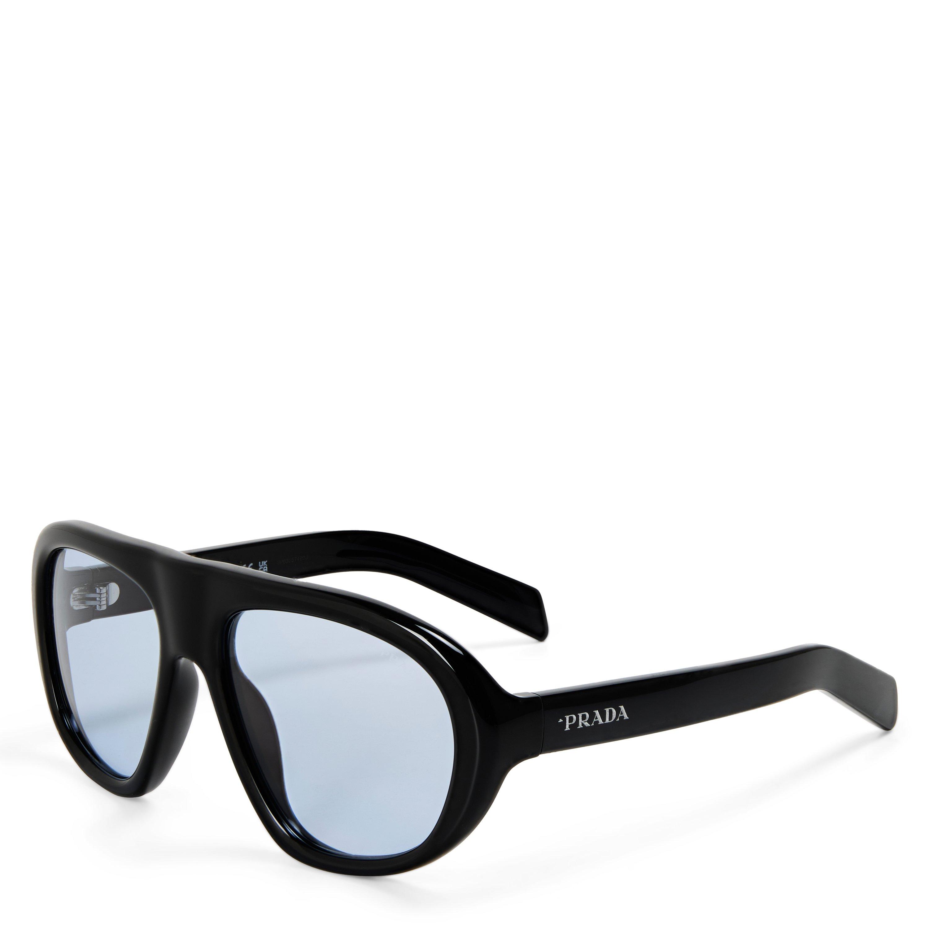 Prada Men's 0Pr C05s Aviator Sunglasses - Black/Blue