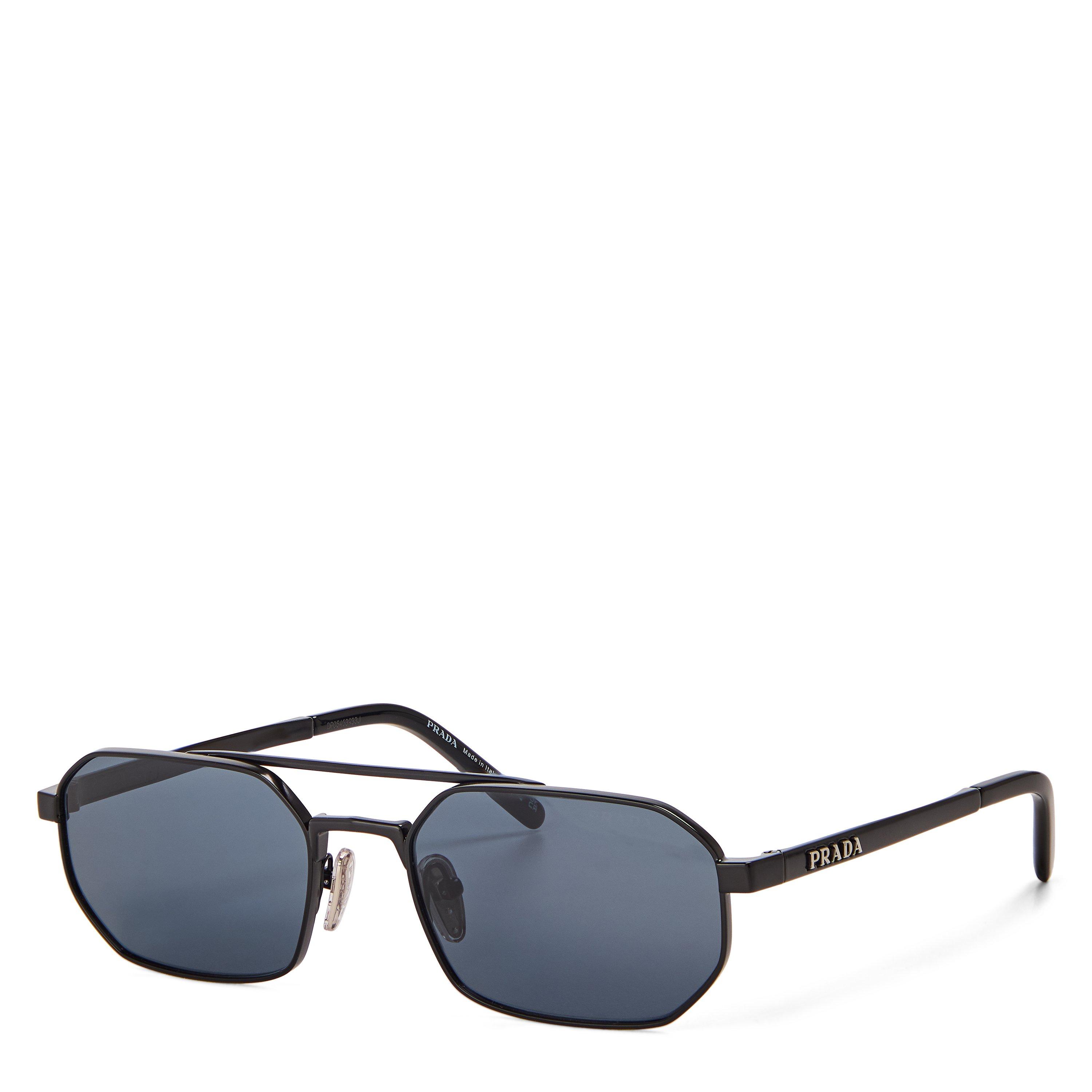 Prada Men's 0PR D53S Round Sunglasses - Black/Dark Grey