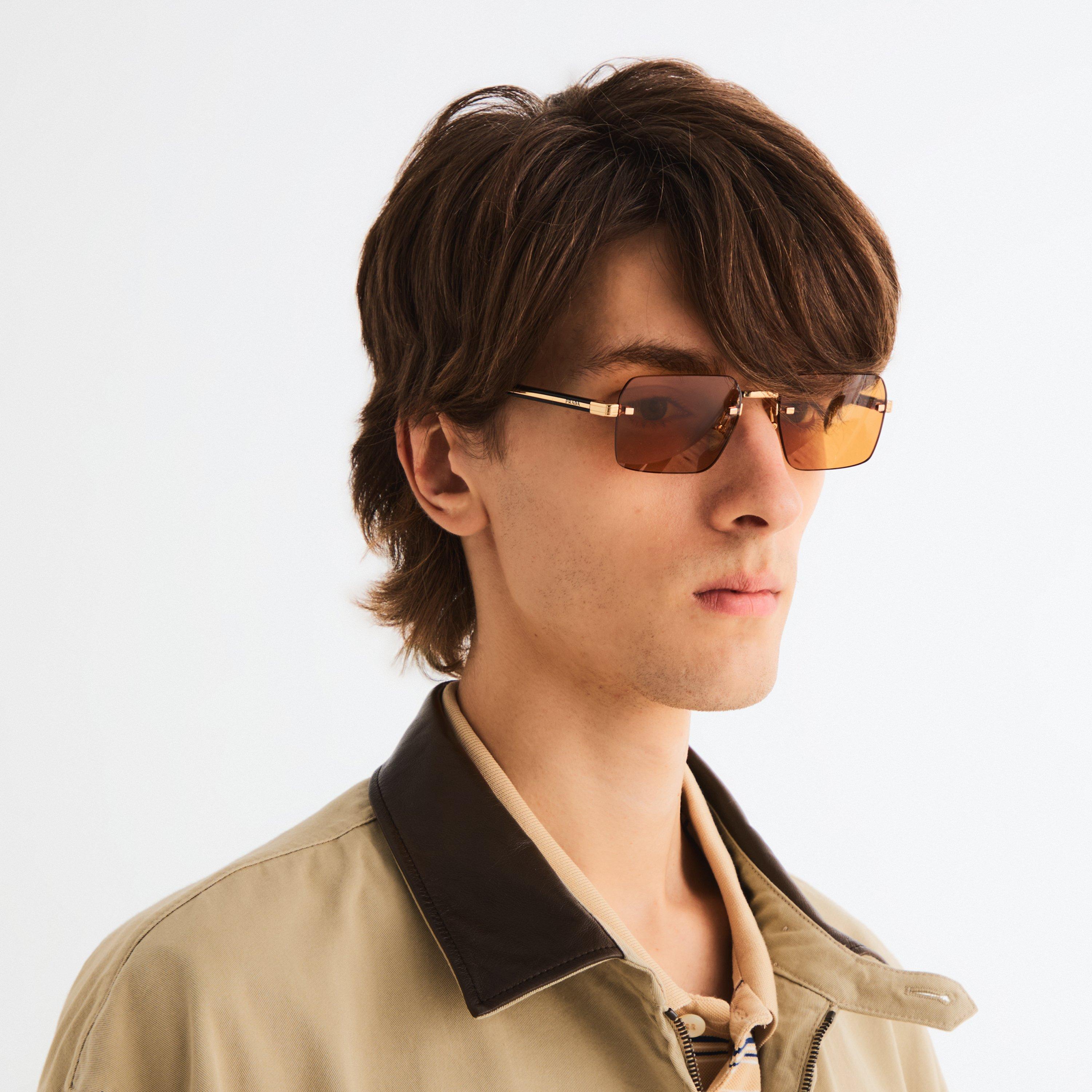 Gold/Dark Honey - Prada - Mens Square Sunglasses - 3