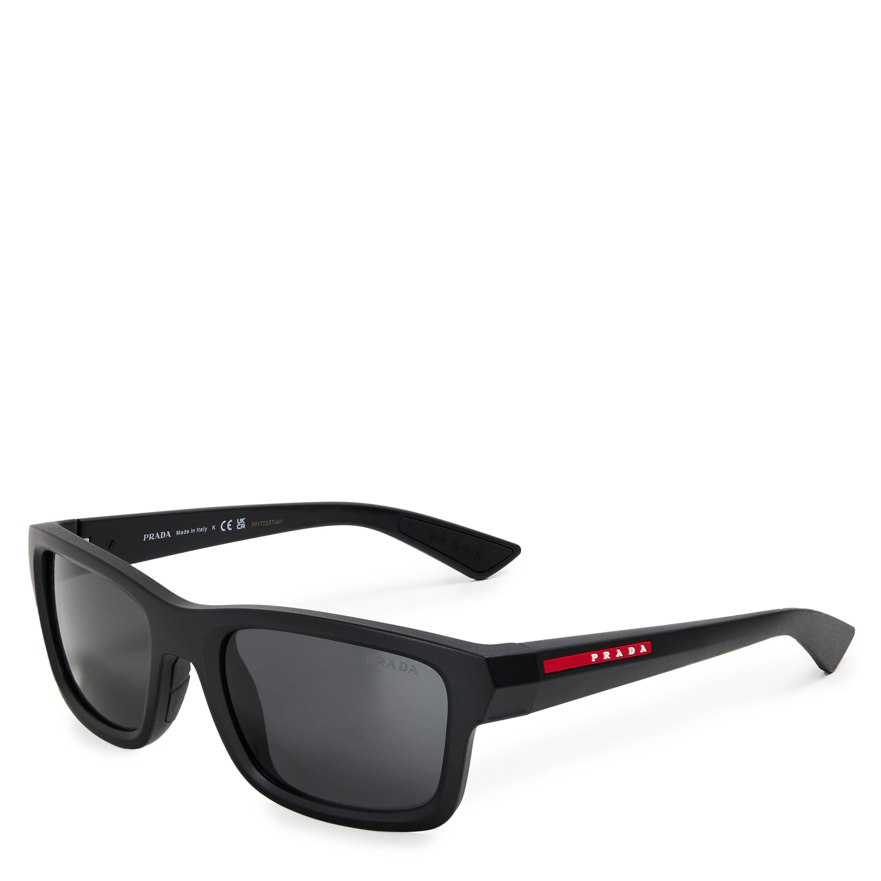 Prada Men's 0PS B10S Rectangle Sunglasses - Black/Dark Grey