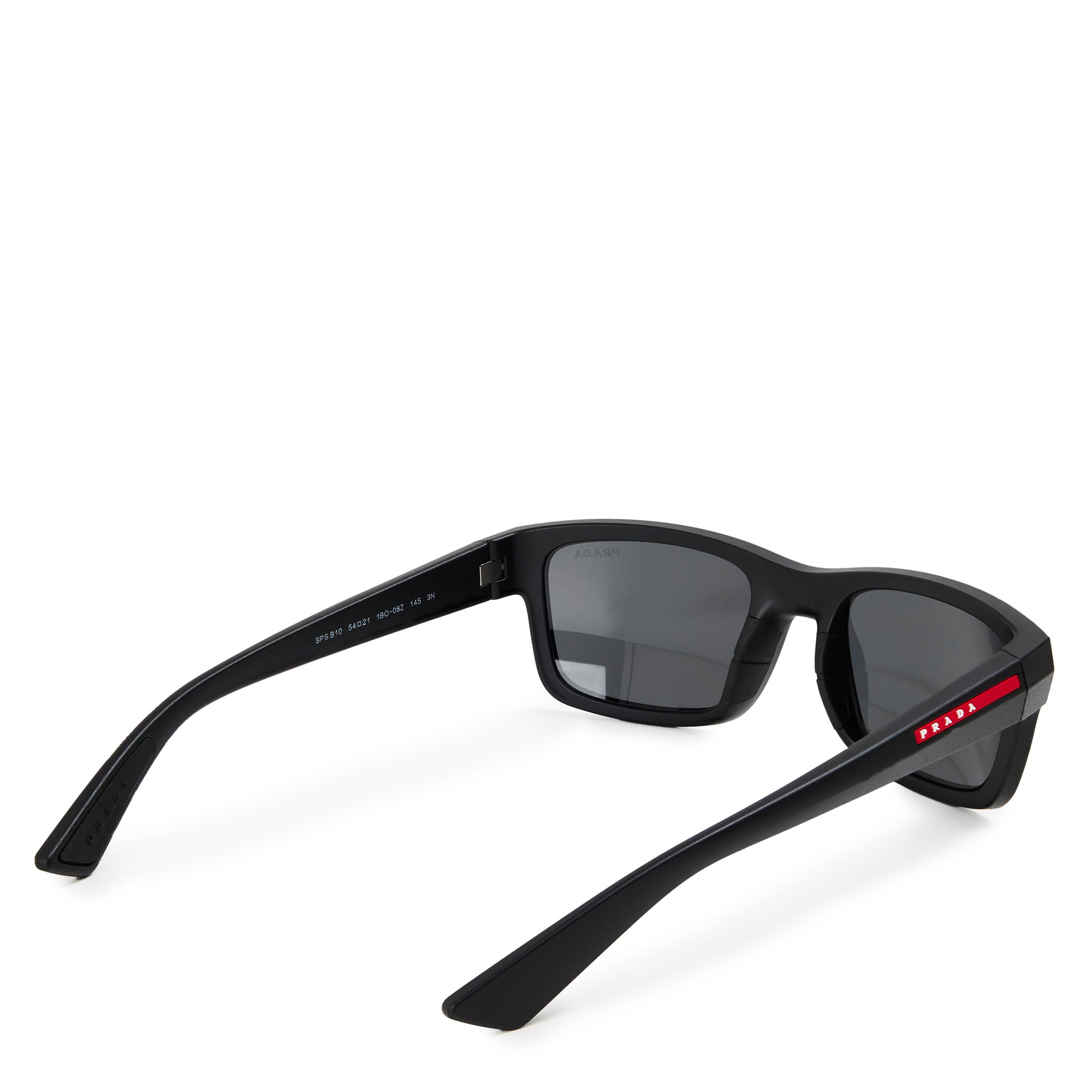 Black/Dark Grey - Prada - Men's 0PS B10S Rectangle Sunglasses - 2