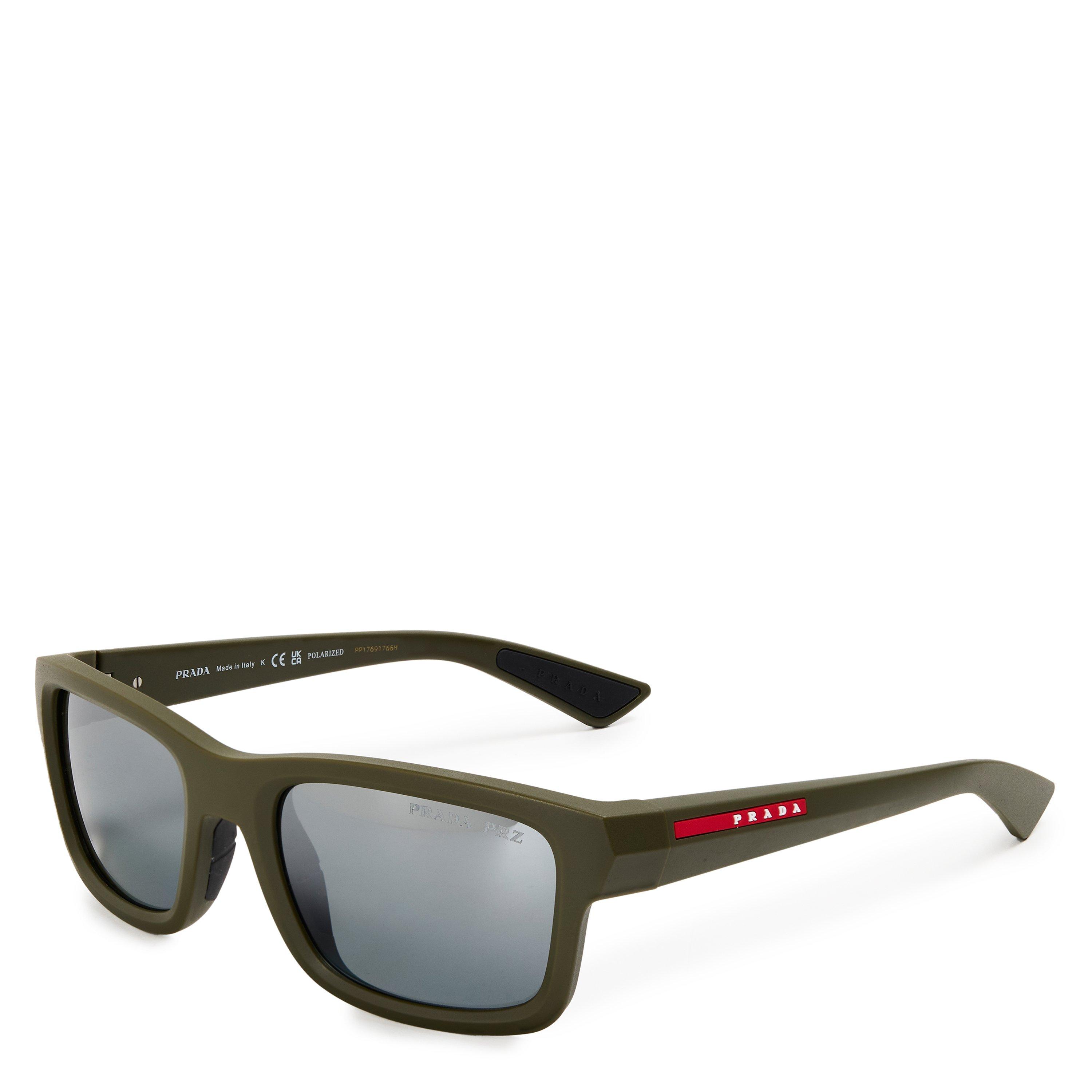 Prada Men's 0PS B10S Rectangle Sunglasses - Green/Grey