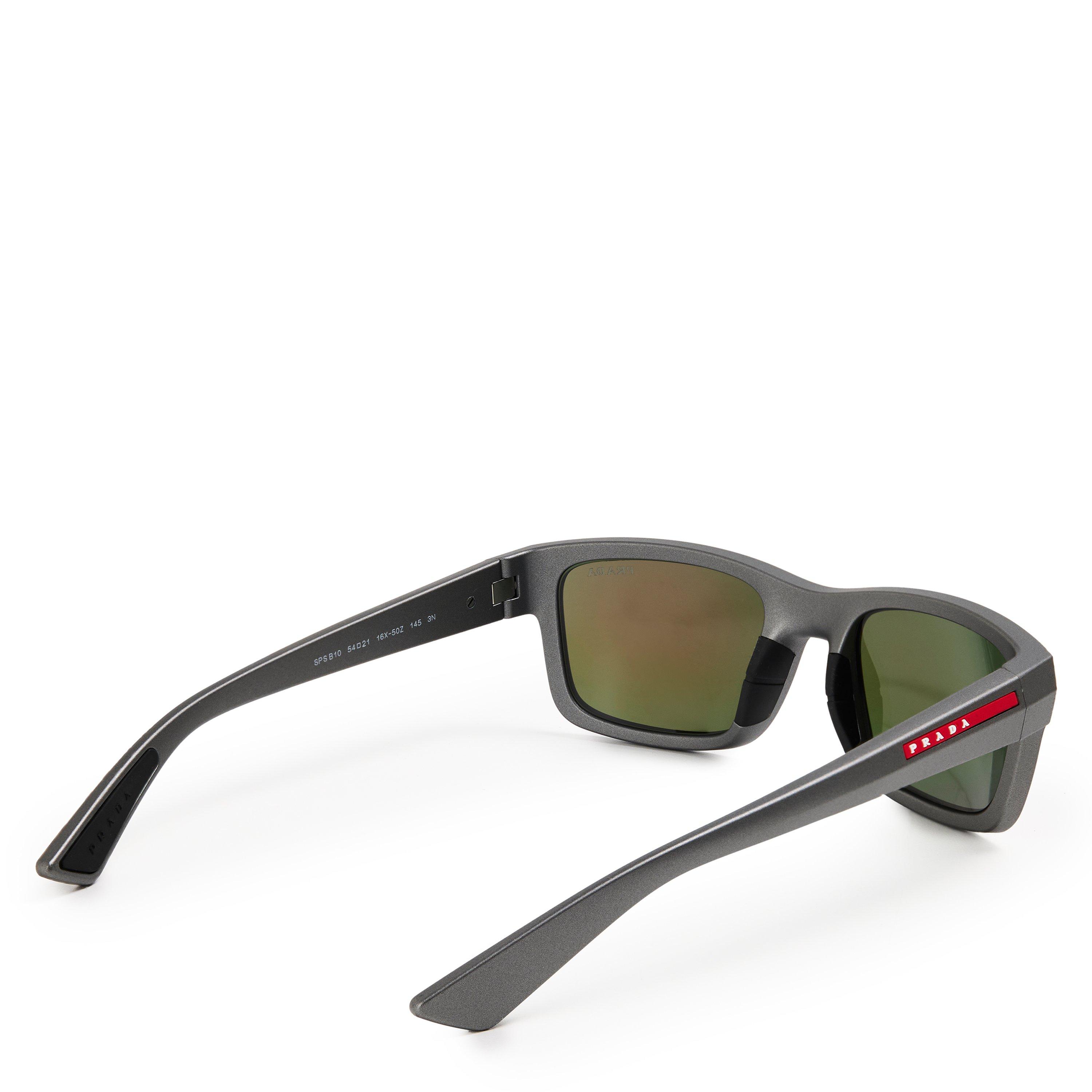 Silver/Brown - Prada - Men's 0PS B10S Rectangle Sunglasses - 2