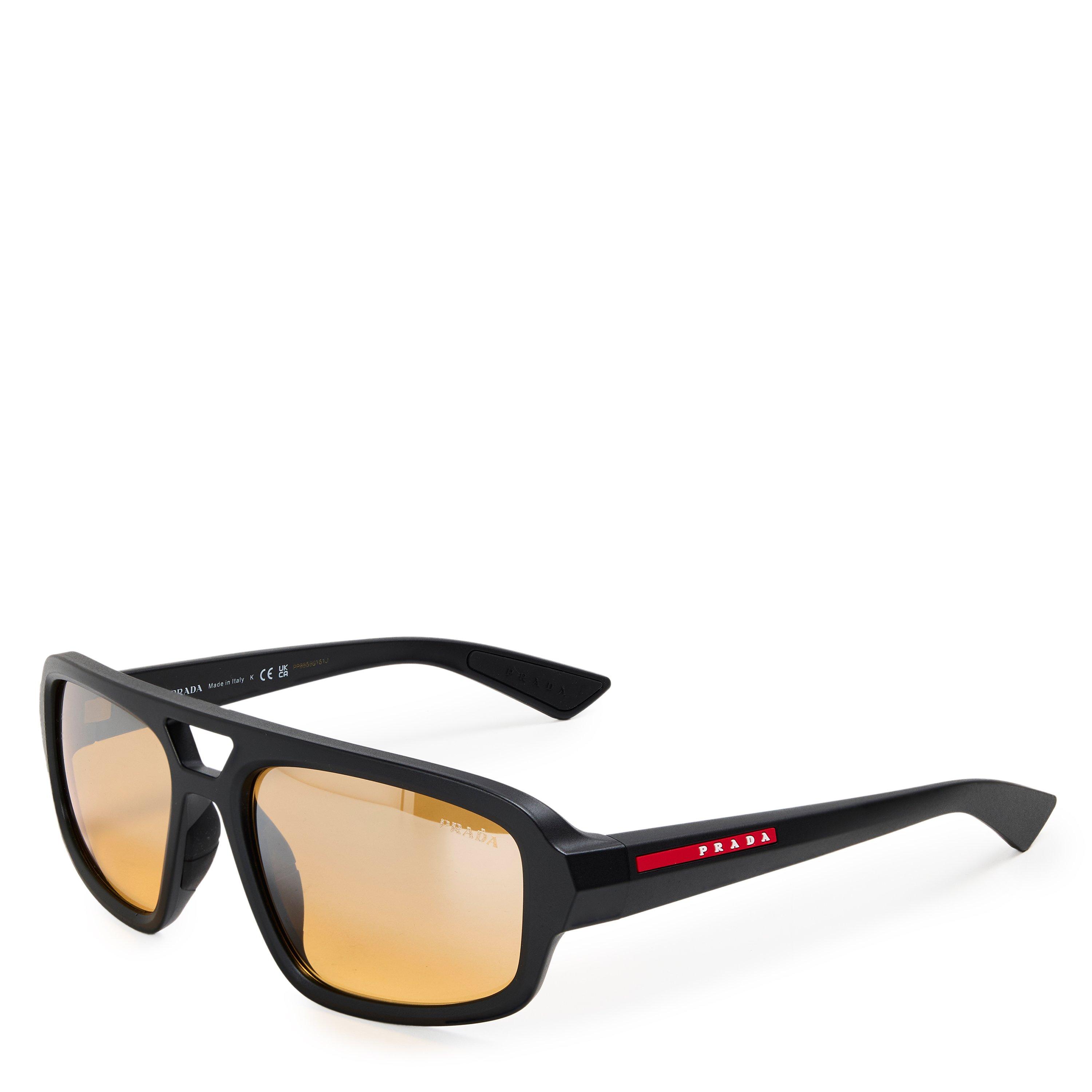 Prada Men's 0Ps B11su Aviator Sunglasses - Black/Orange