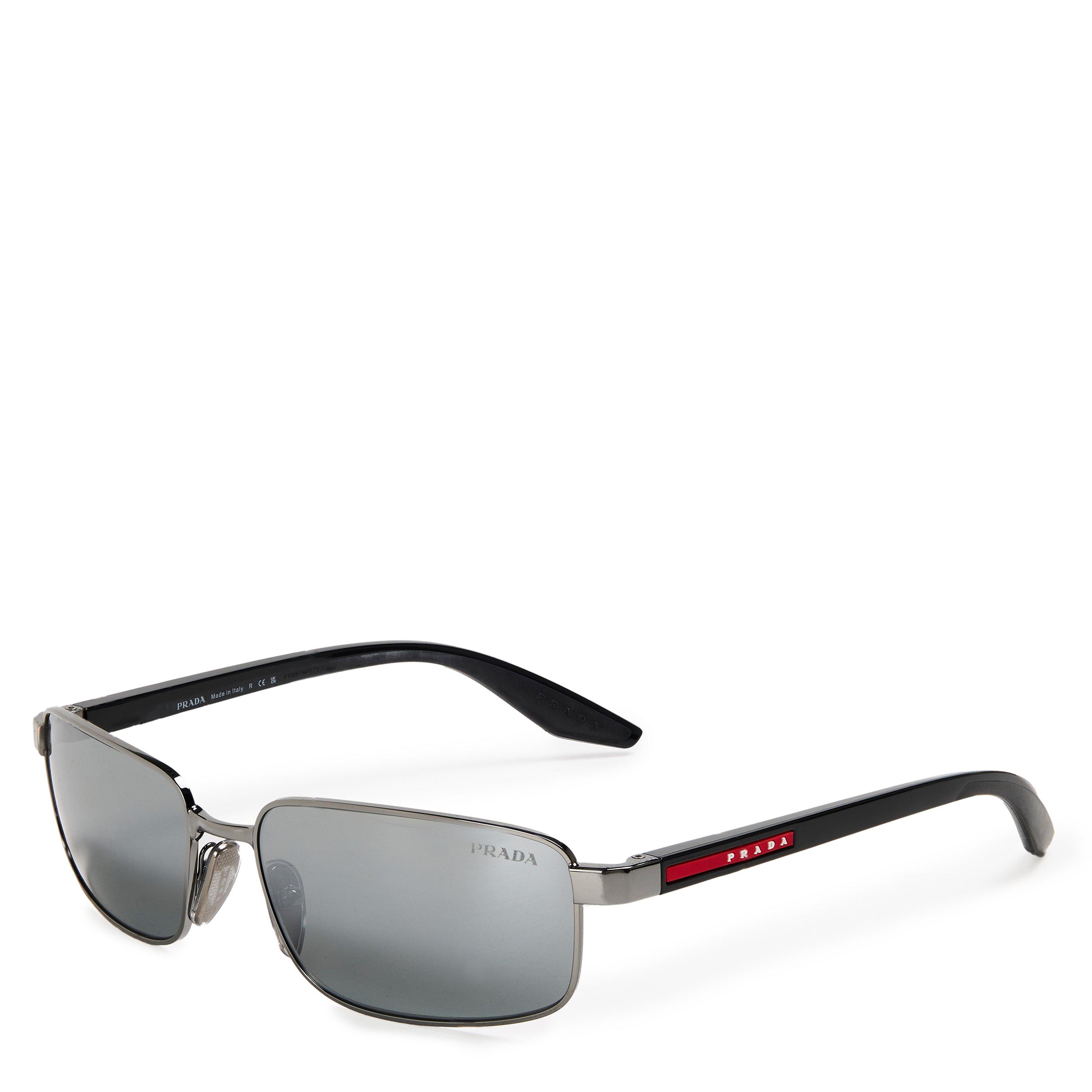 Prada Sunglasses SPSB54 5AV-41A Gunmetal Black Rectangle Frames with Gray Lenses - Image 5
