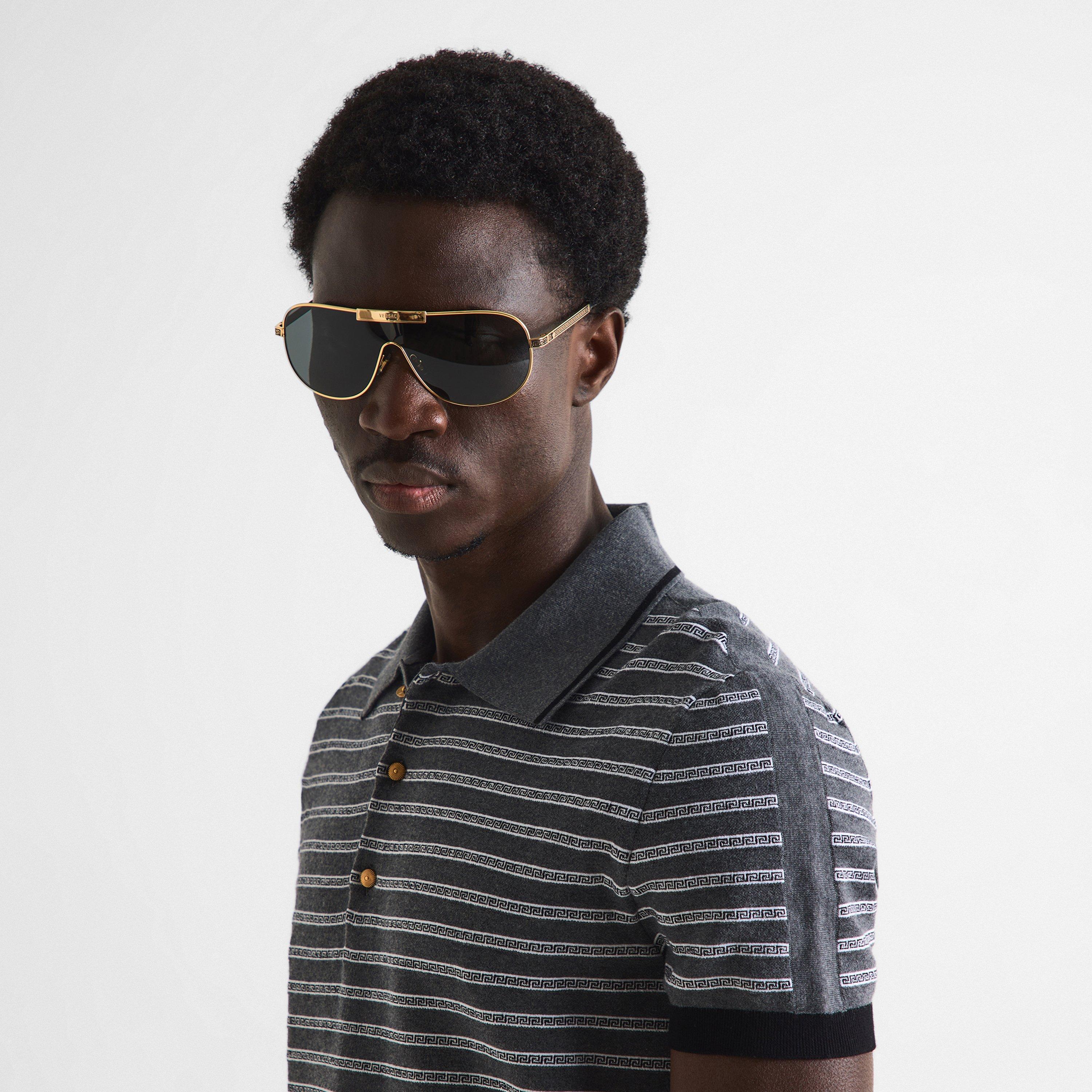 Gold/Dark Grey - Versace - Men's 0VE2293 Aviator Sunglasses - 3