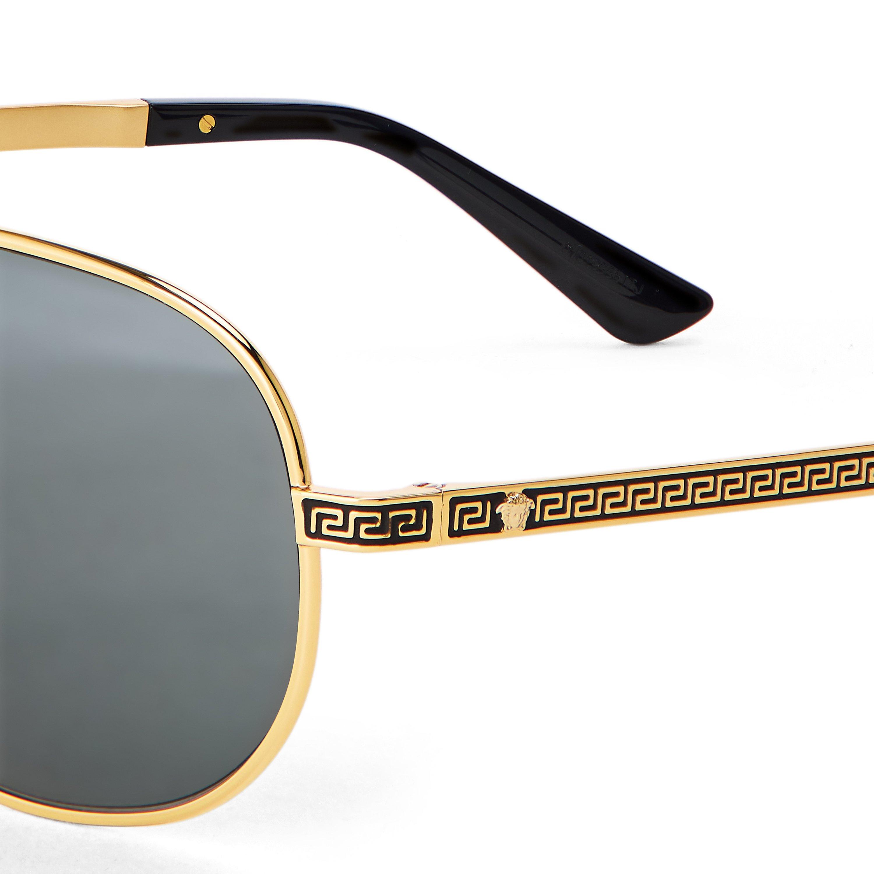 Gold/Dark Grey - Versace - Men's 0VE2293 Aviator Sunglasses - 3