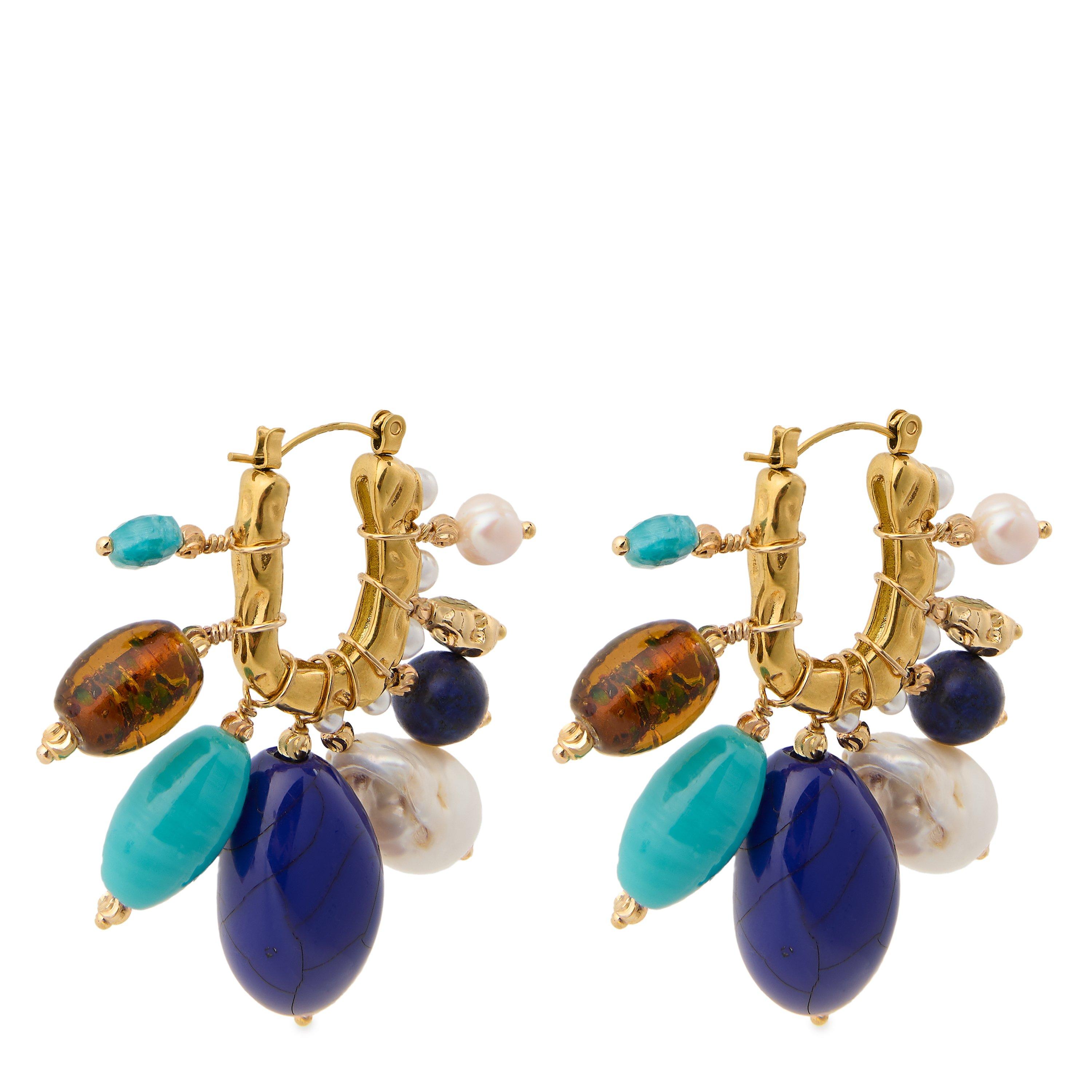 Multi - Desierto - Women's Cubanera Blueberry Statement Earrings - 2