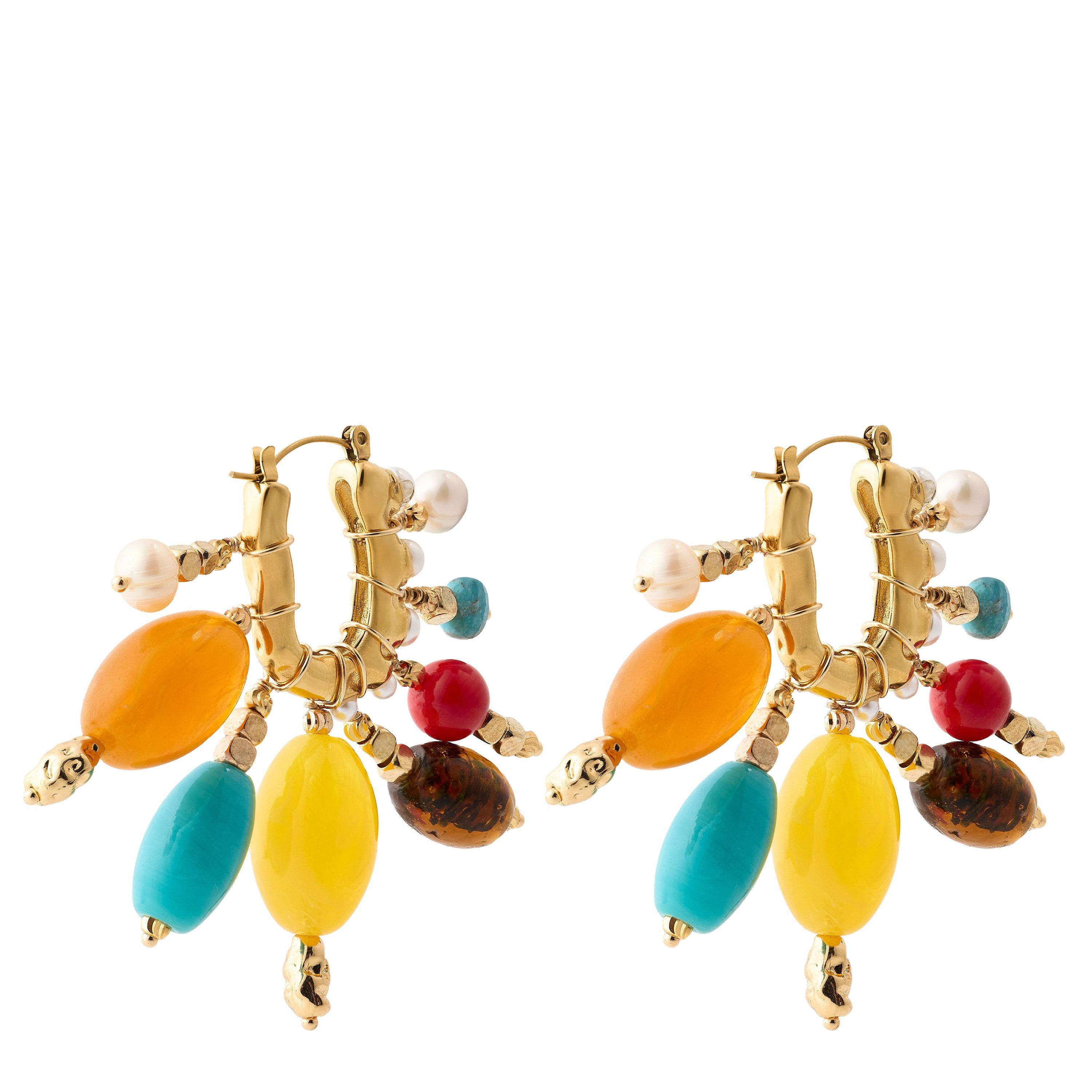 Multi - Desierto - Women's Cubanera Mango Statement Earrings - 2