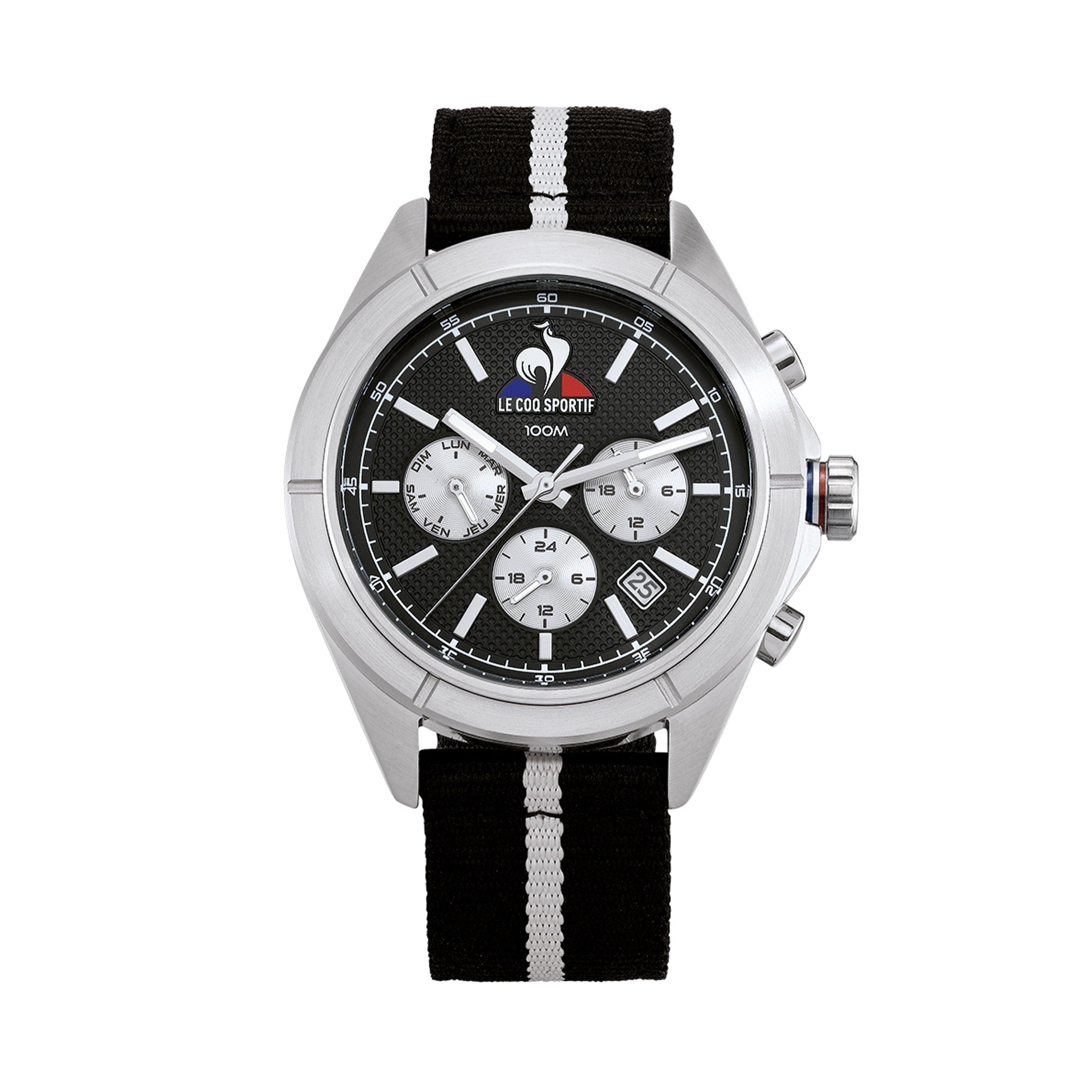 Black/Grey - Le Coq Sportif - Men's Essentiel Black Fabric Strap Digital Watch
