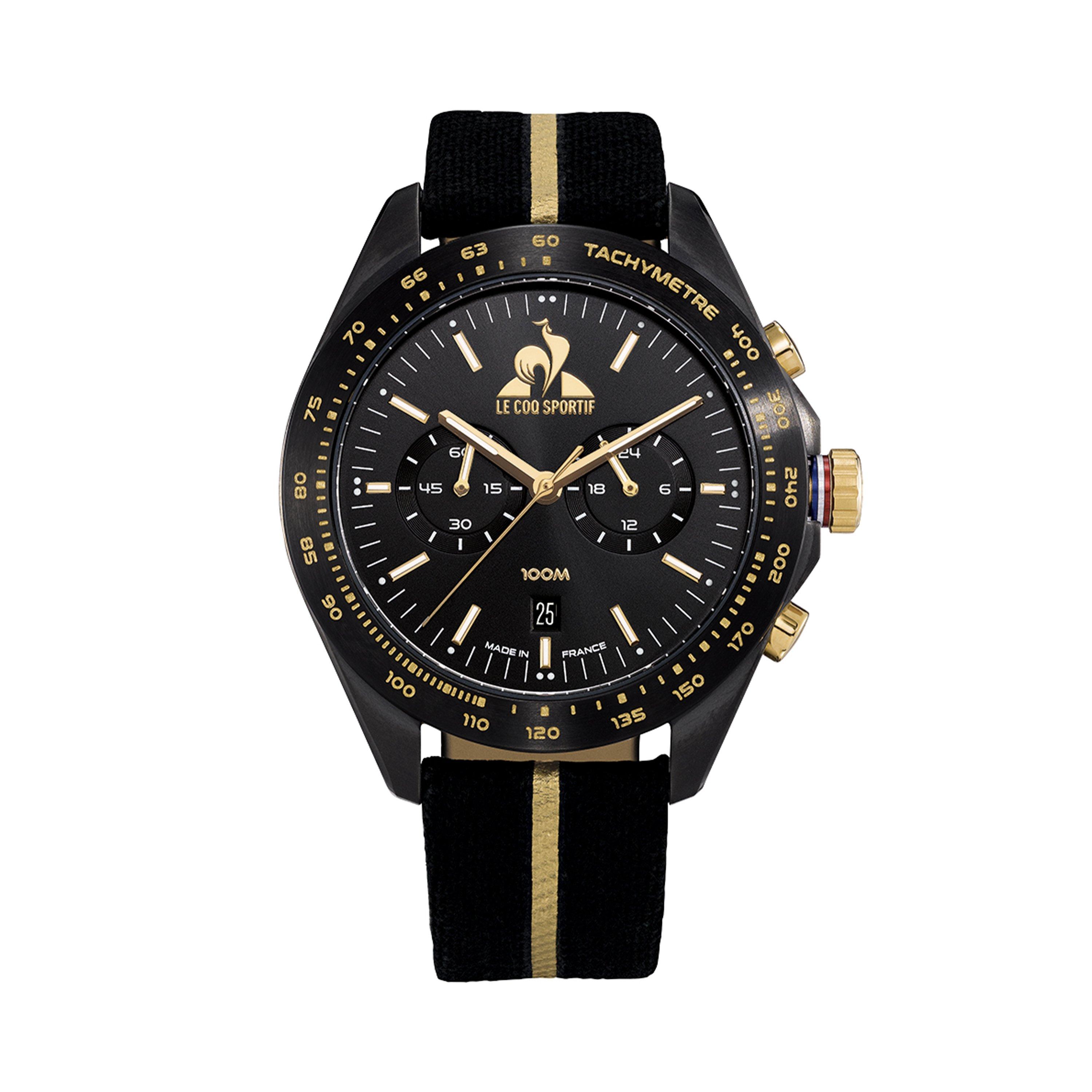 Le Coq Sportif  Golden Rooster Nylon Digital Watch - Black/Gold