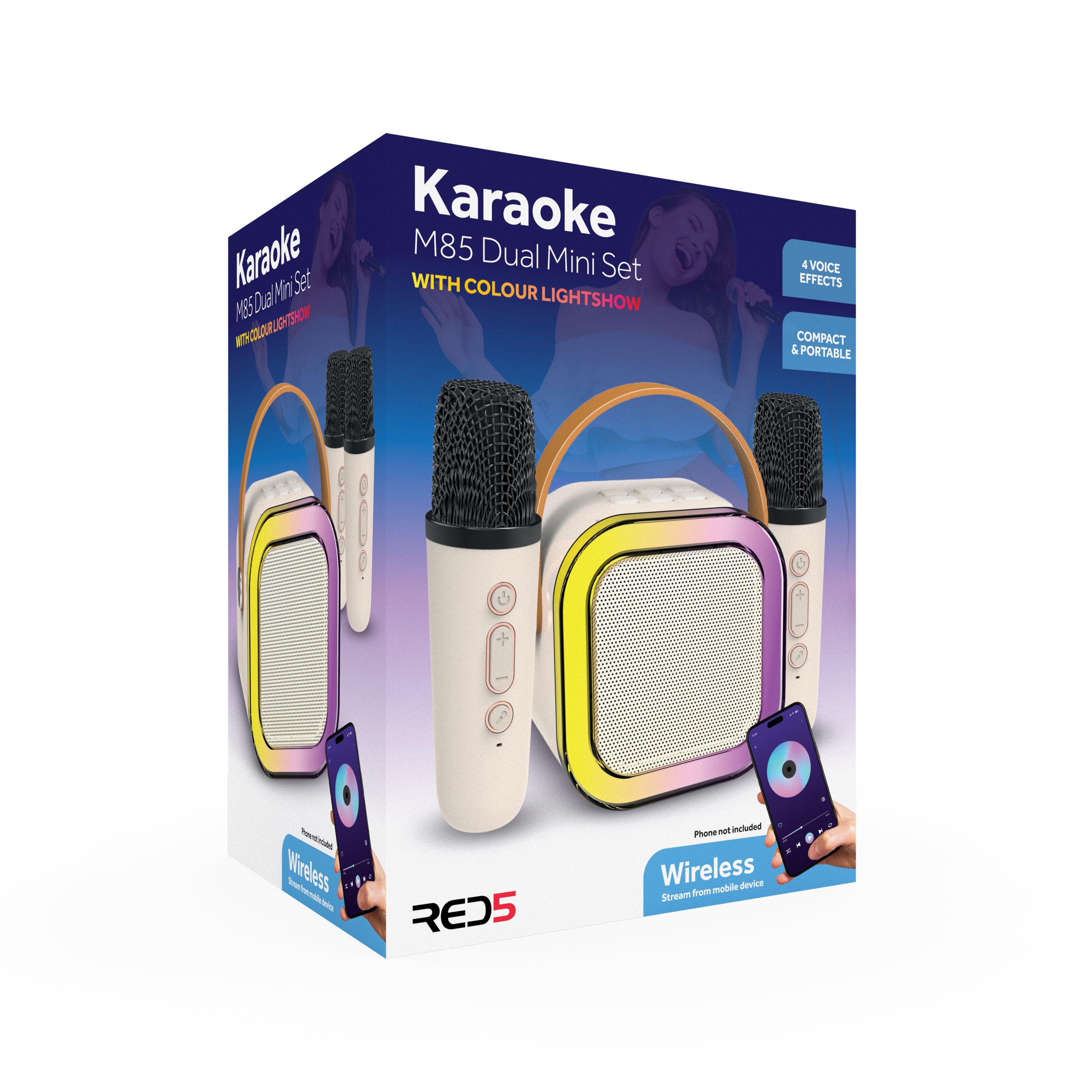 Menkind Unisex Off-White Red5 Dual Mini Karaoke Set Portable Fun With Colourful Led Lights In - Image 3