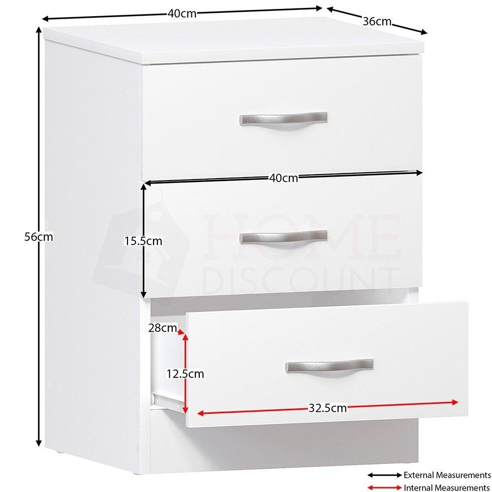 White - Lassic - Vida Designs Riano 3 Drawer Bedside Chest - 2