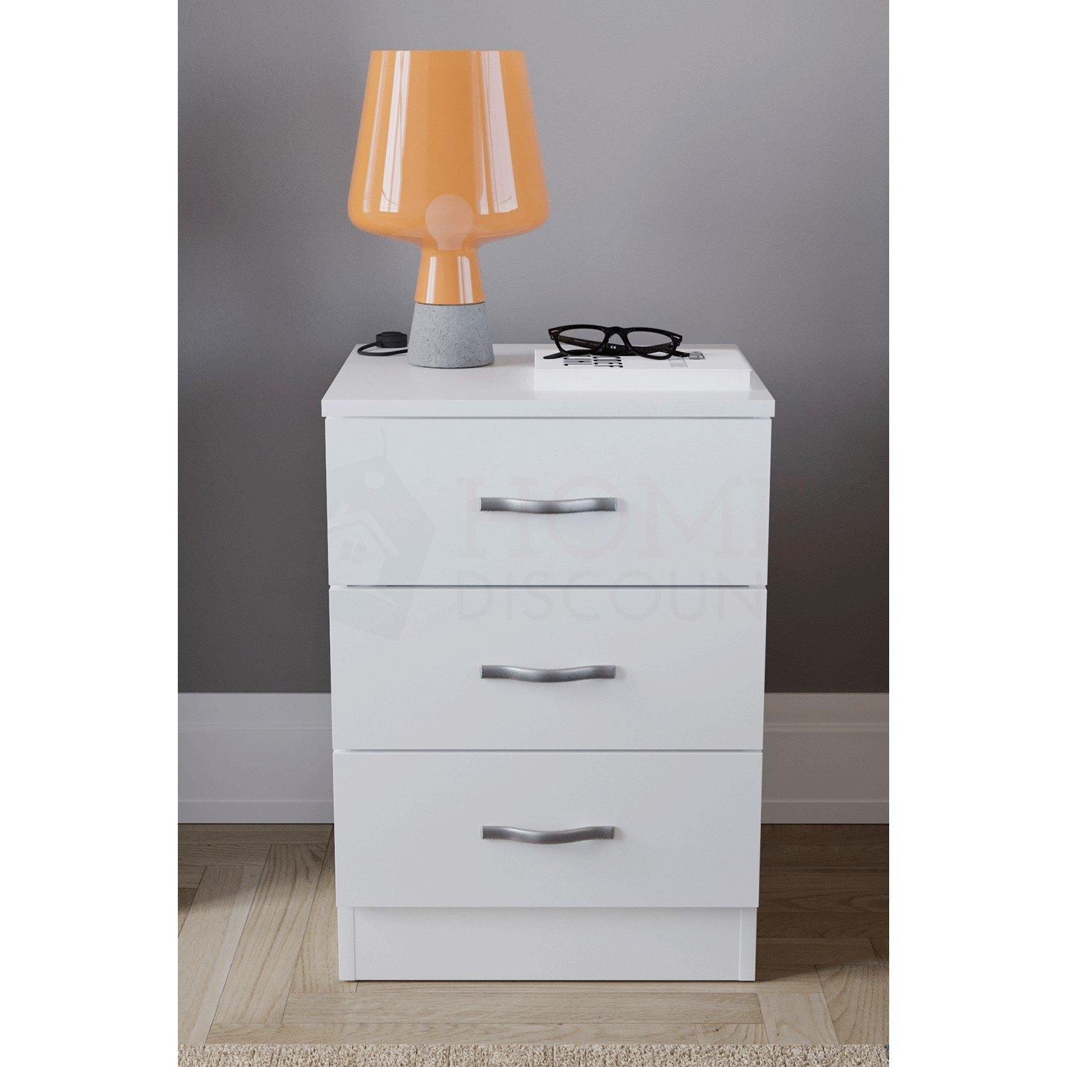 White - Lassic - Vida Designs Riano 3 Drawer Bedside Chest - 3