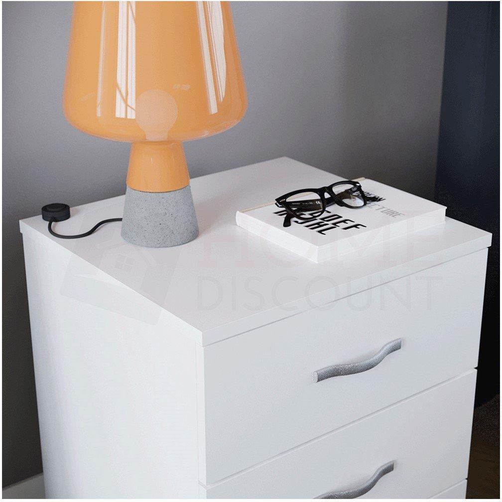 White - Lassic - Vida Designs Riano 3 Drawer Bedside Chest - 4