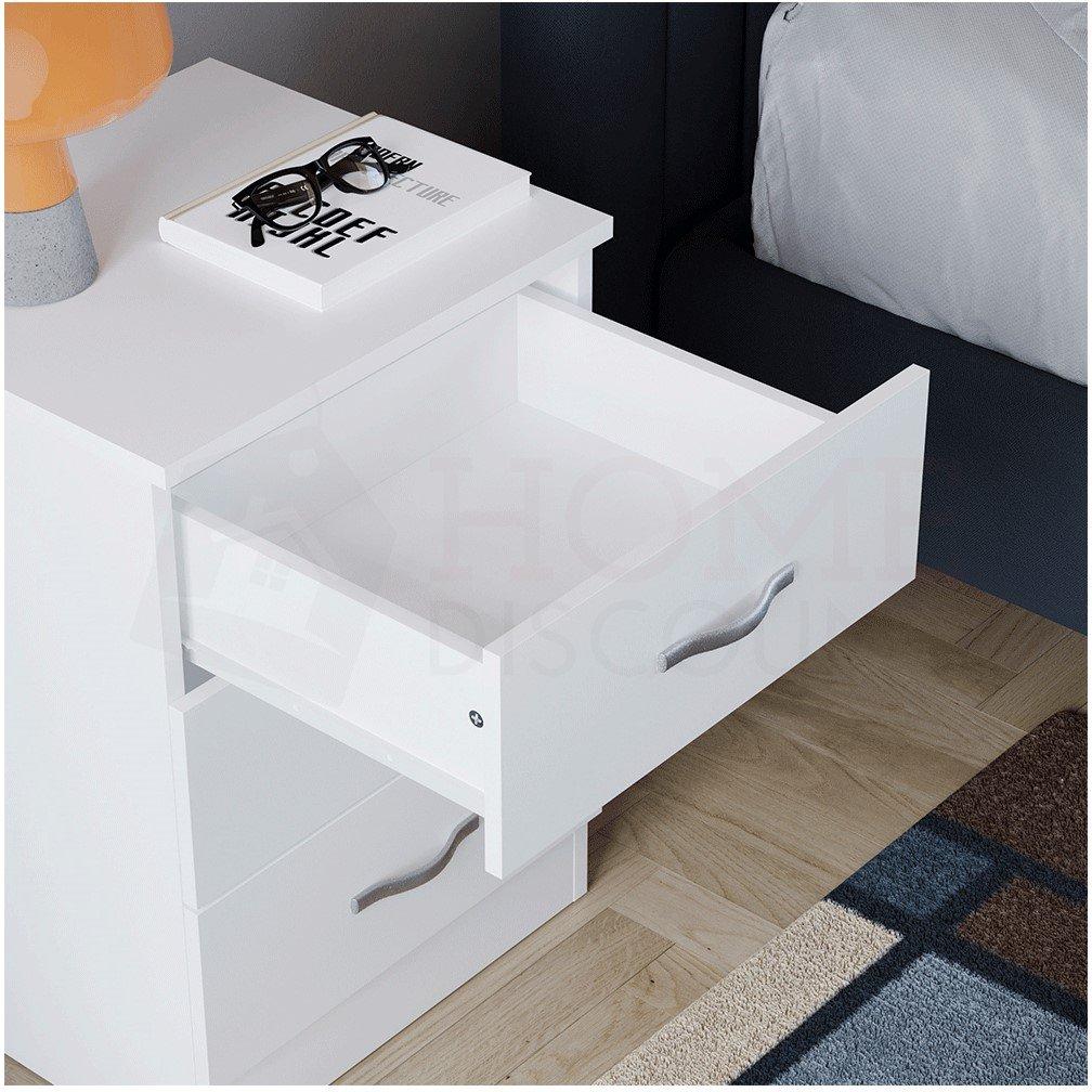 White - Lassic - Vida Designs Riano 3 Drawer Bedside Chest - 6
