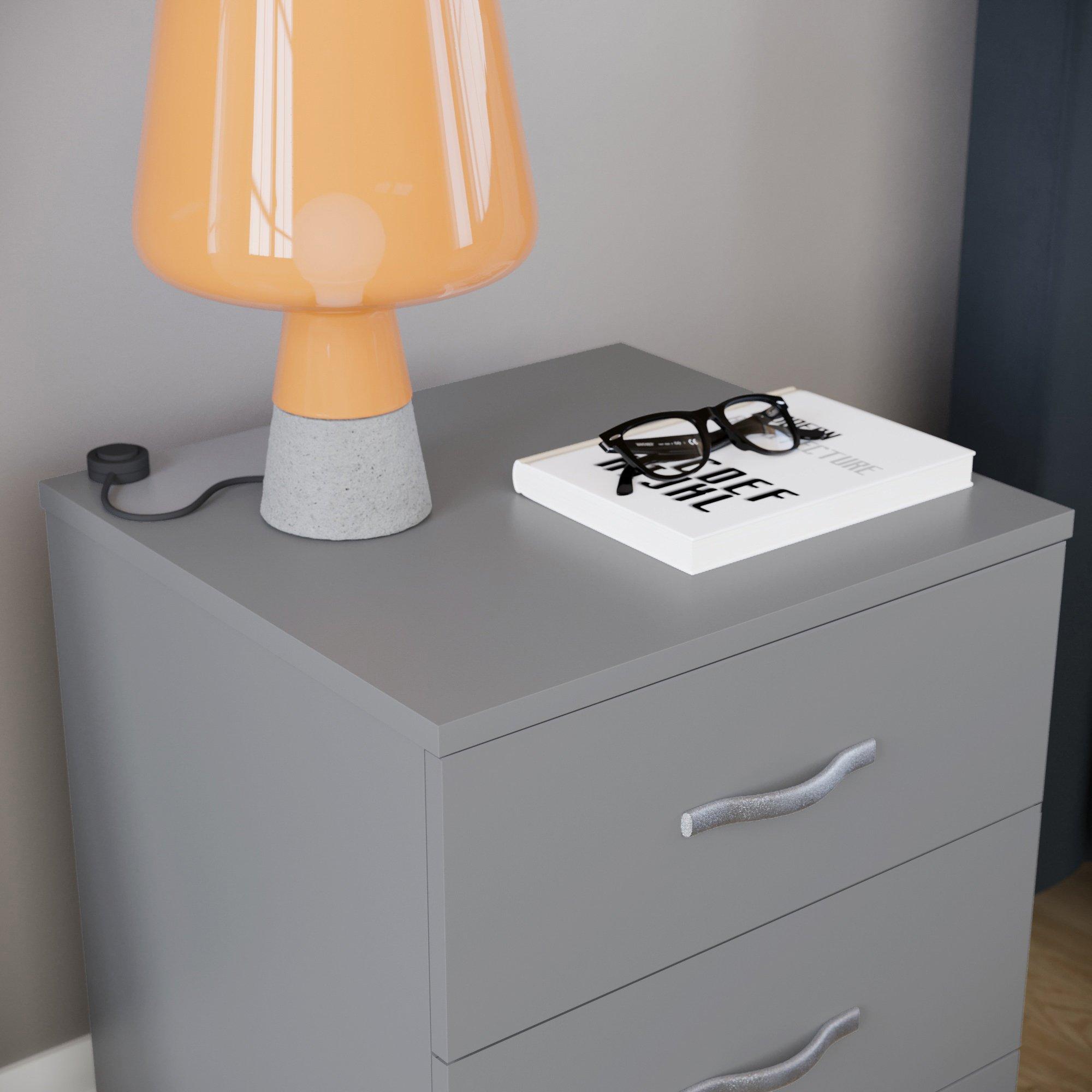 Grey - Lassic - Vida Designs Riano 3 Drawer Bedside Chest - 4