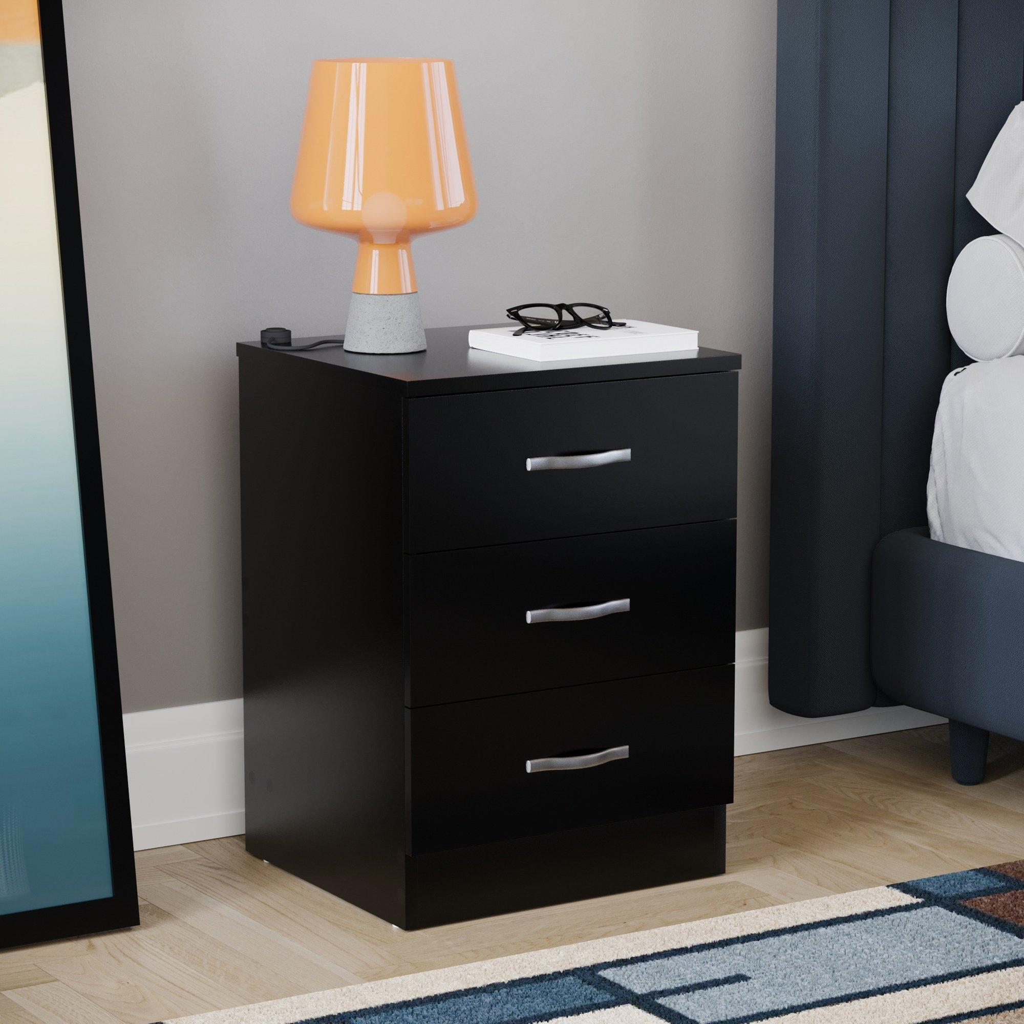 Black - Lassic - Vida Designs Riano 3 Drawer Bedside Chest - 1