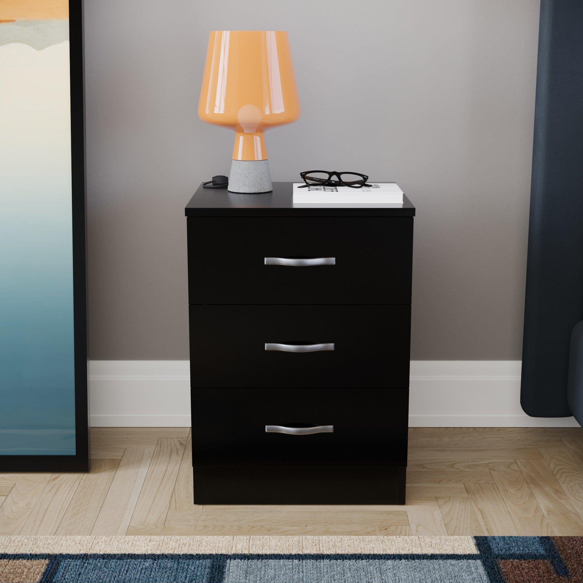 Black - Lassic - Vida Designs Riano 3 Drawer Bedside Chest - 3