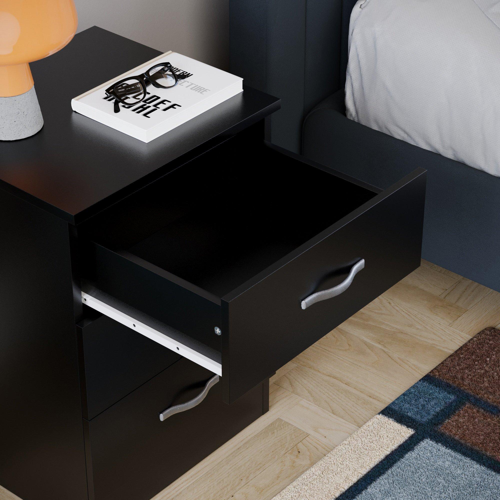 Black - Lassic - Vida Designs Riano 3 Drawer Bedside Chest - 5