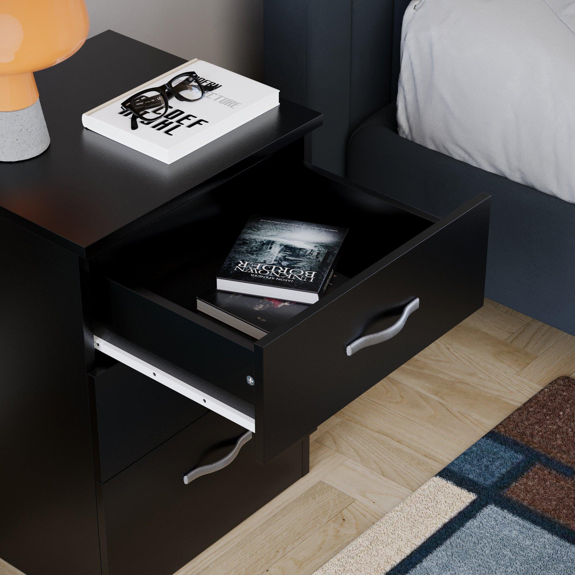 Black - Lassic - Vida Designs Riano 3 Drawer Bedside Chest - 6