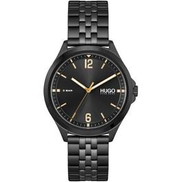 Hugo Gents Suit Black IP Bracelet Watch