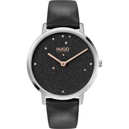 Hugo Ladies Dream Black Leather Strap Watch