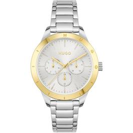 Hugo Ladies Friend Stainless Steel Yellow Bezel Watch