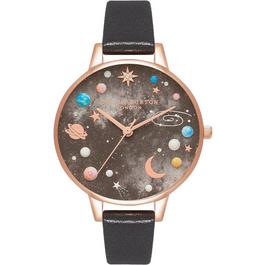 Olivia Burton Olivia Burton Celestial Demi Dial Black & Rose Gold Watch