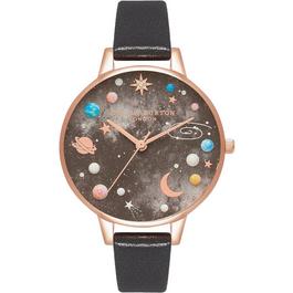 Olivia Burton Celestial Demi Dial Black And Rose Gold Watch