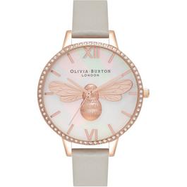 Olivia Burton Lucky Bee Demi Dial Grey And Rose Gold Watch