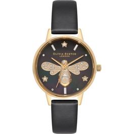 Olivia Burton Sparkle Bee Black And Gold Watch