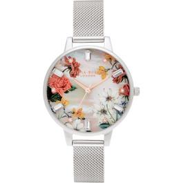 Olivia Burton Demi Mother Of Pearl Dial Silver Mesh Watch