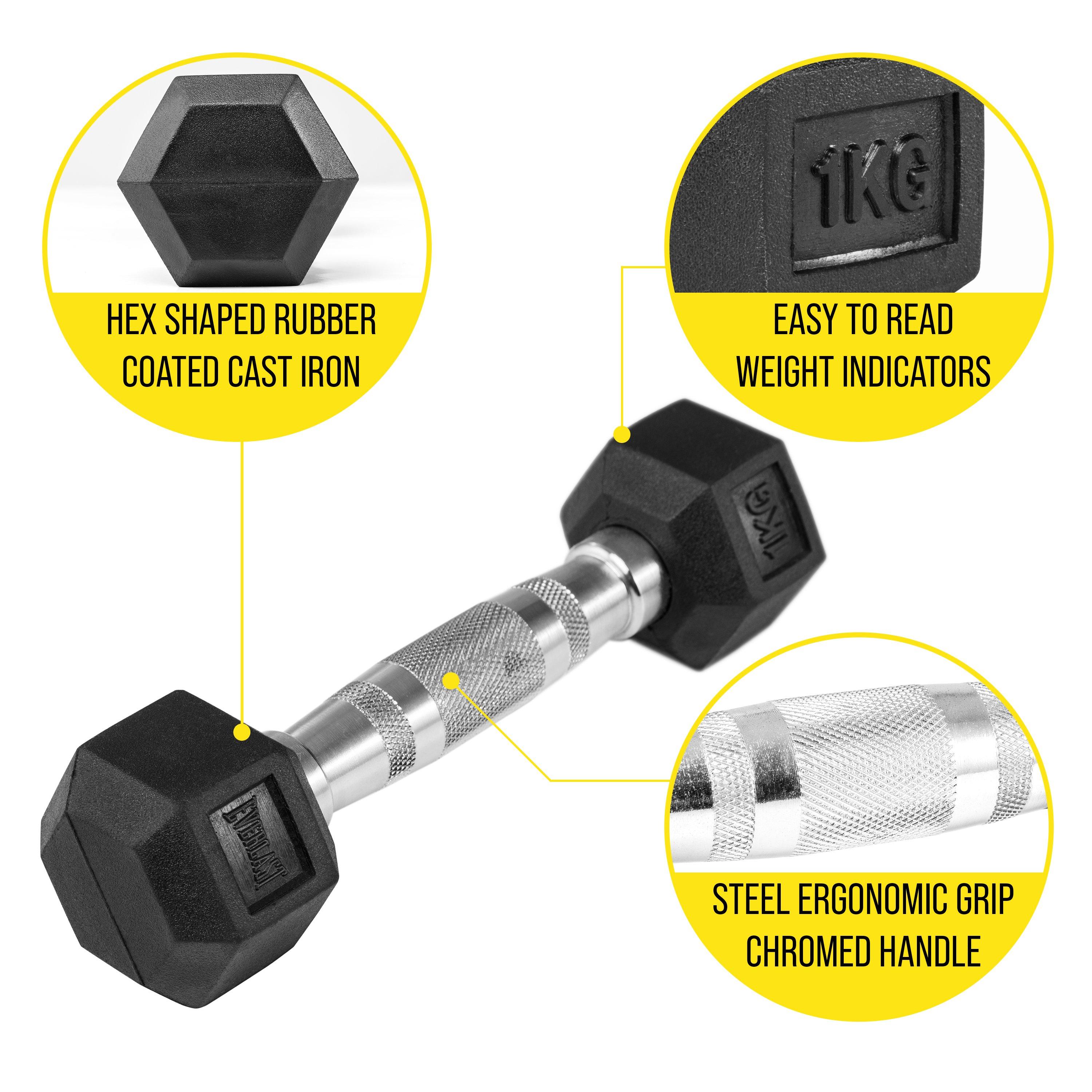 1kg - Everlast - Hexagonal Dumbbell Adults - 2