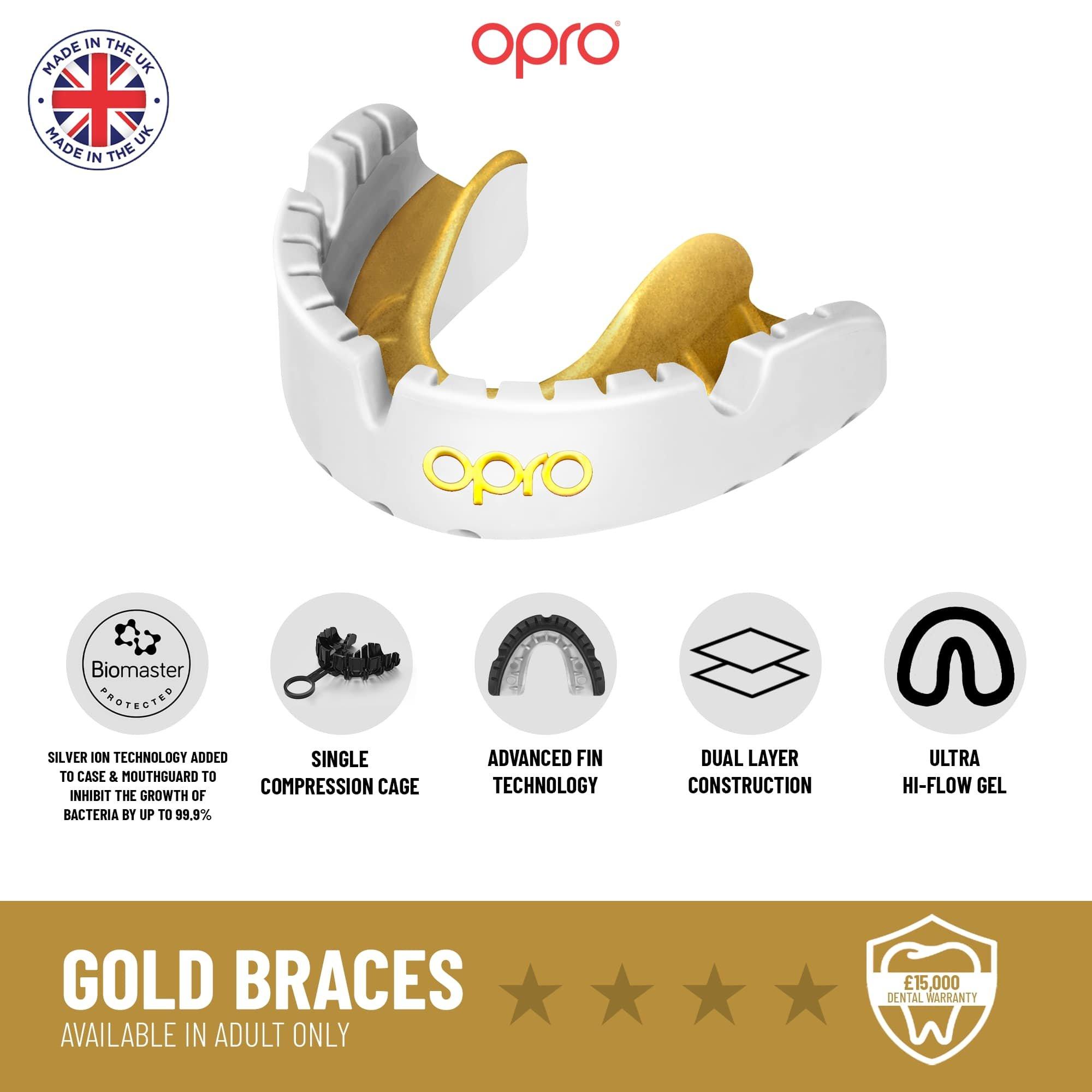 Schwarz/Gold - Opro - Adults Gold Self-Fit Brace Mouthguard - 5