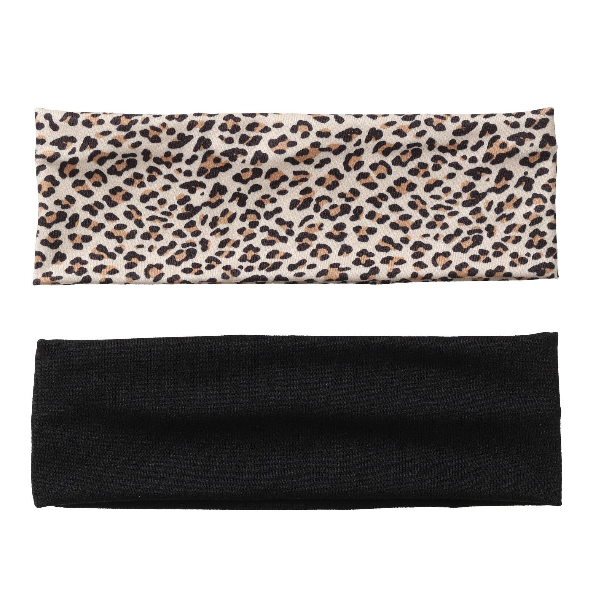 Blk/Leopard - Miso - 2Pk Stretch Headband - 2