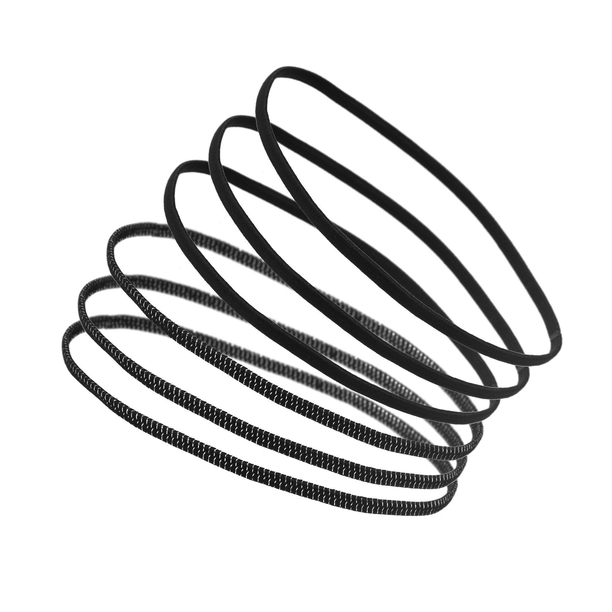 Schwarz - Miso - 6 Pack Stretch Headbands - 1