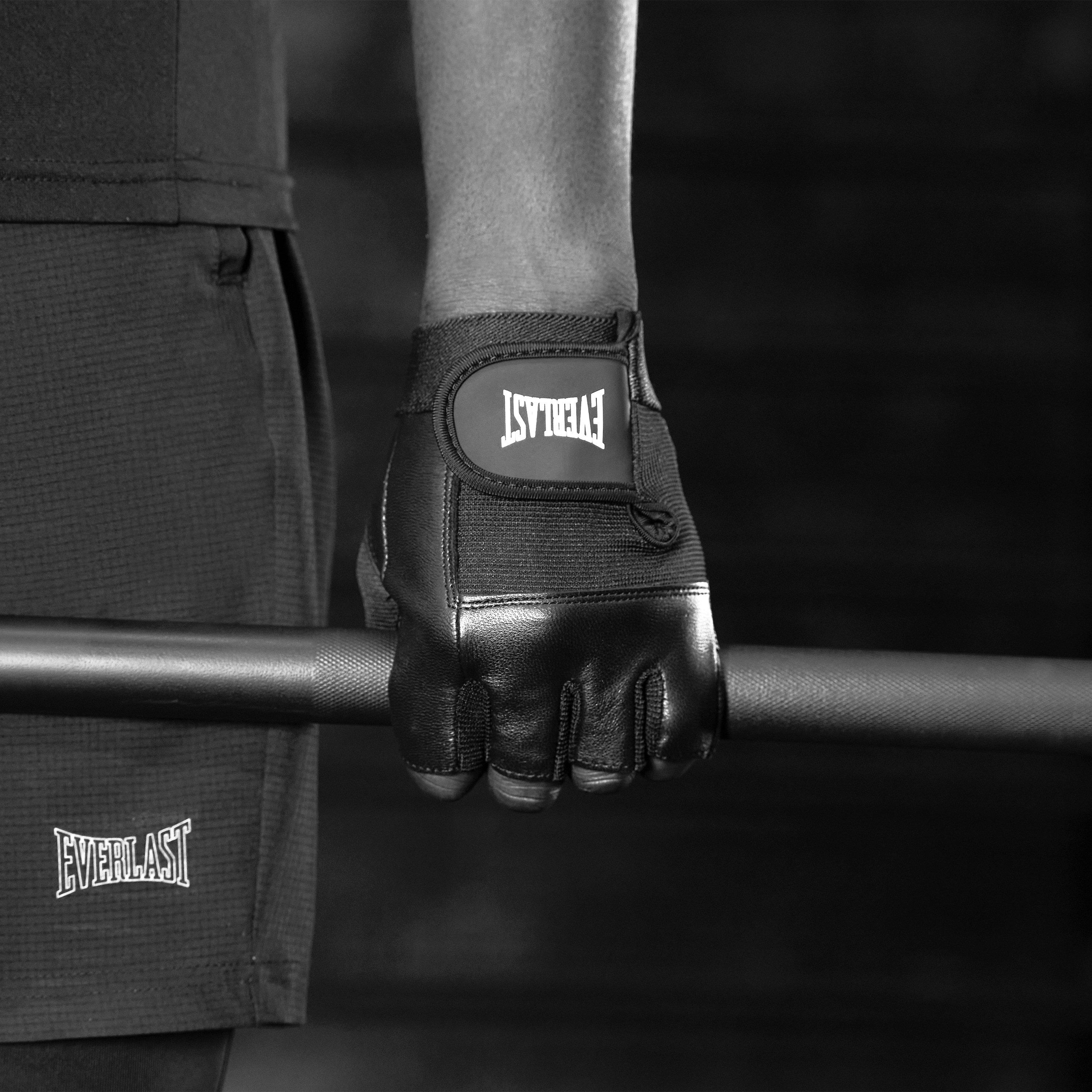 Black - Everlast - Leather Fitness Gloves Adults - 1