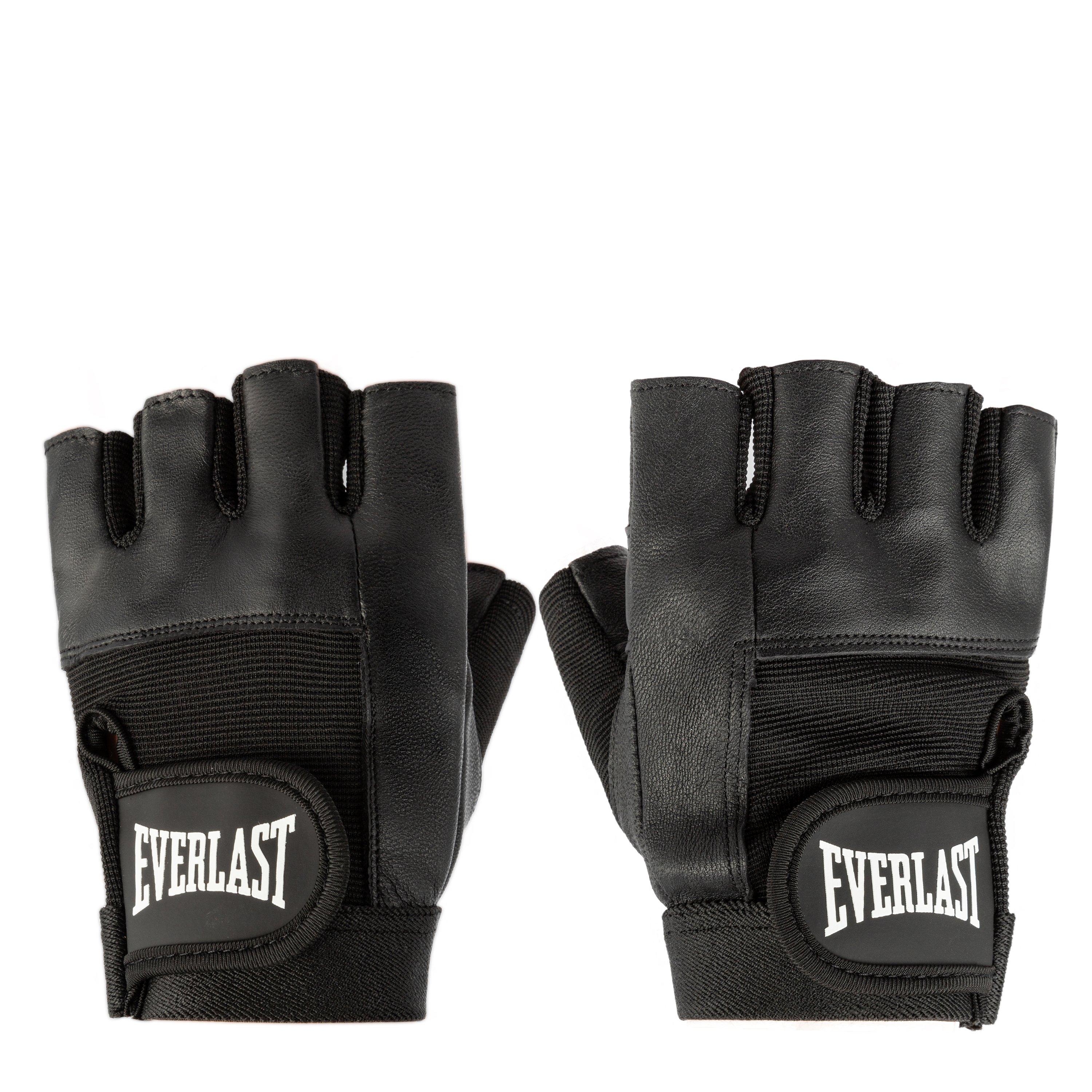 Noir - Everlast - Leather Fitness Gloves Adults - 2