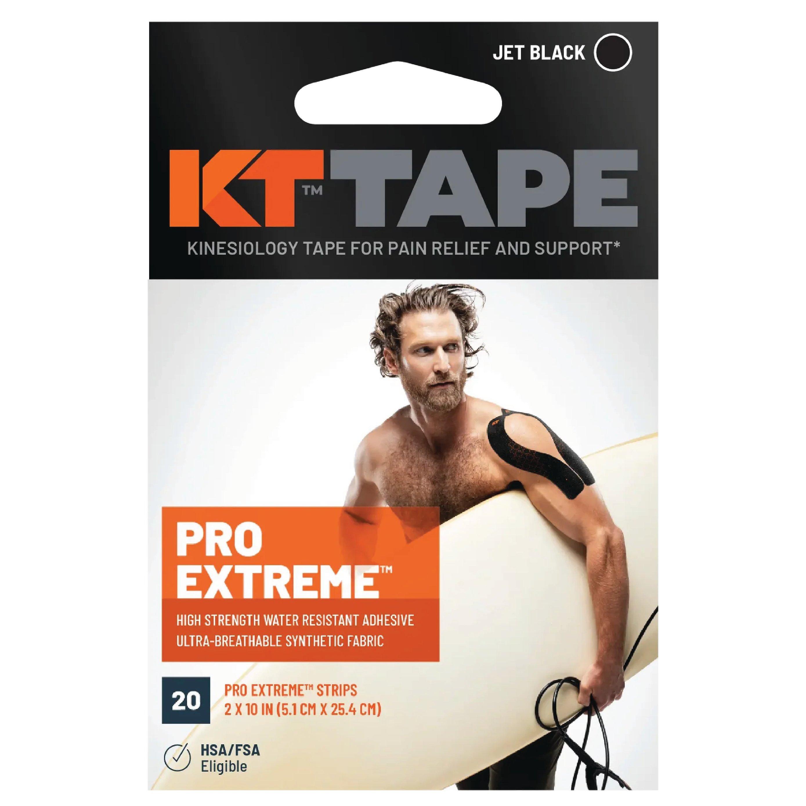 Jet Black - KT Tape - KT Pro Extreme Tape Precut (20 x 25cm) - 20 pcs - 5 Meters - 3