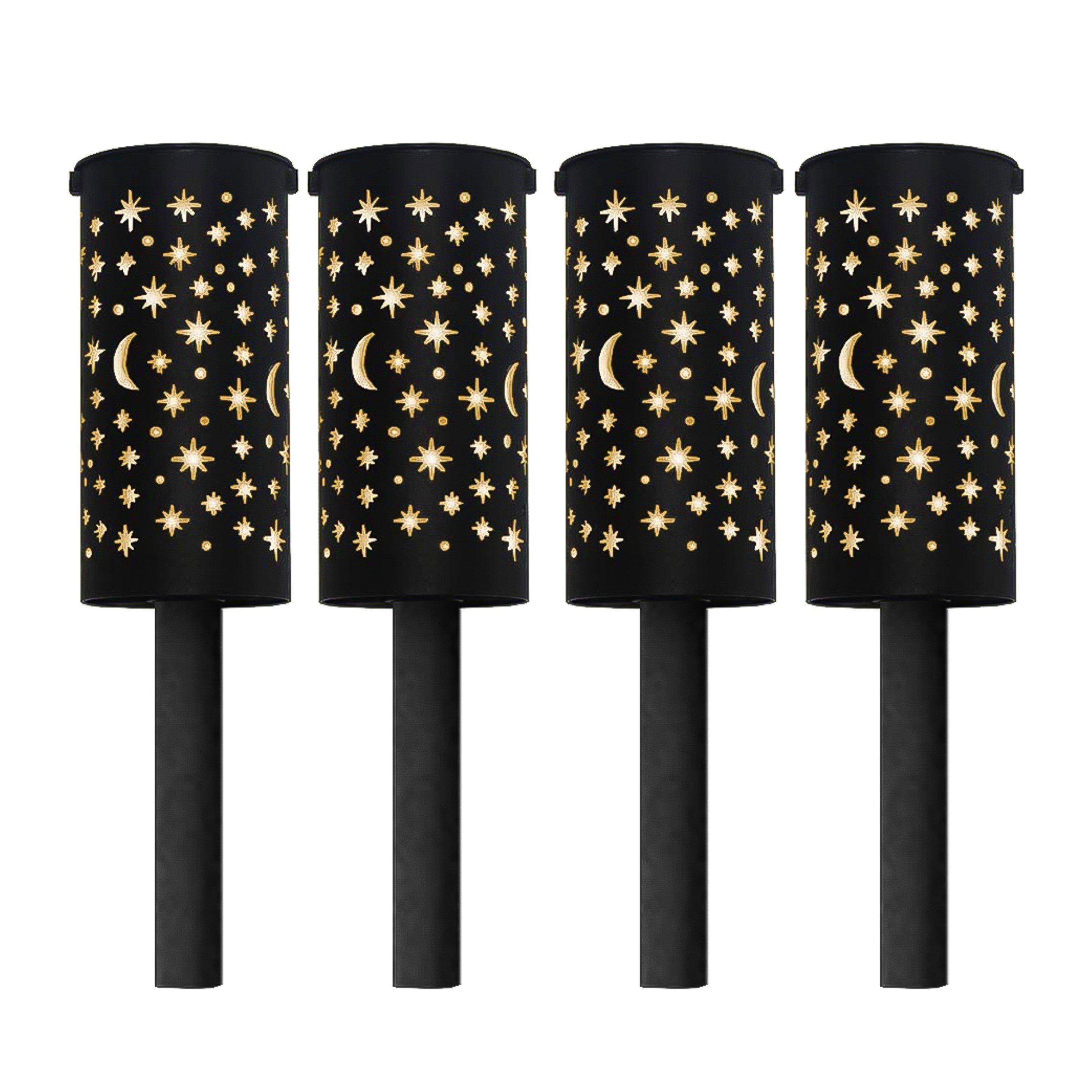 Black - Streetwize - Pack of 4 Solar Stake Light Moon & Stars - 1