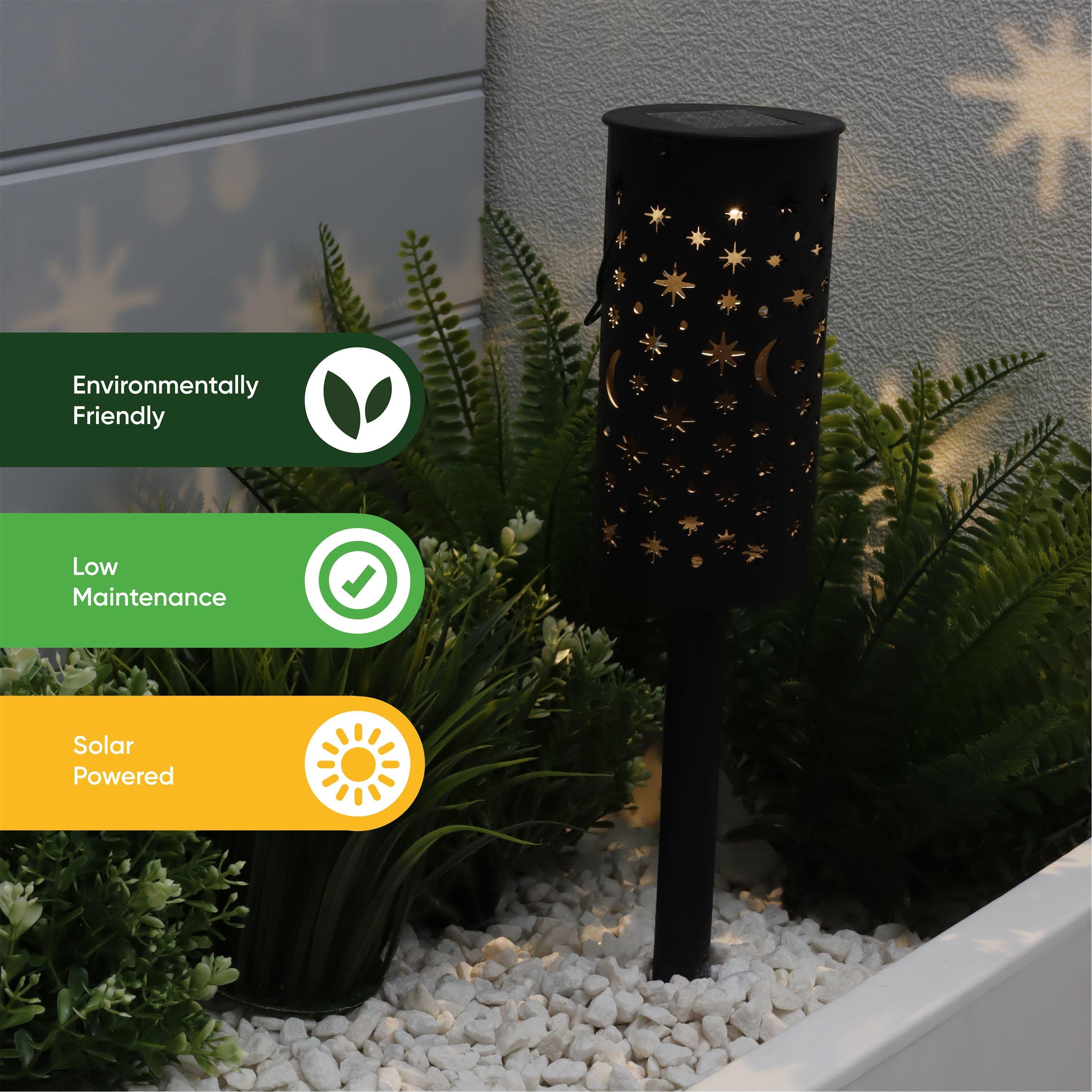 Black - Streetwize - Pack of 4 Solar Stake Light Moon & Stars - 6