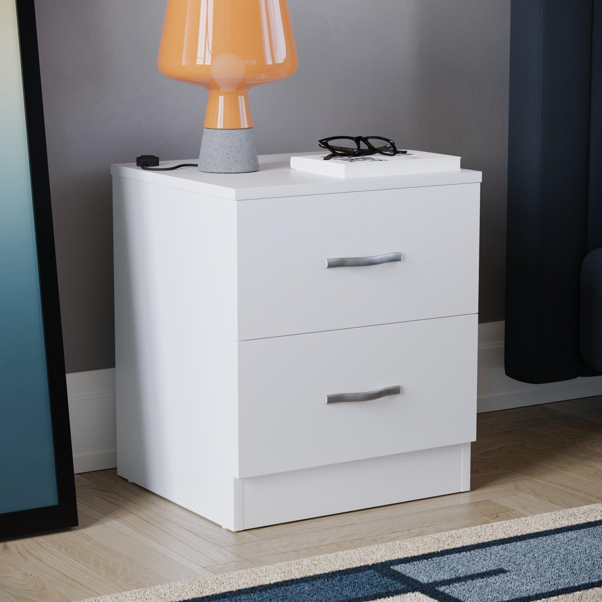 Lassic  Vida Designs Riano 2 Drawer Bedside Chest - White - 2 Drawer