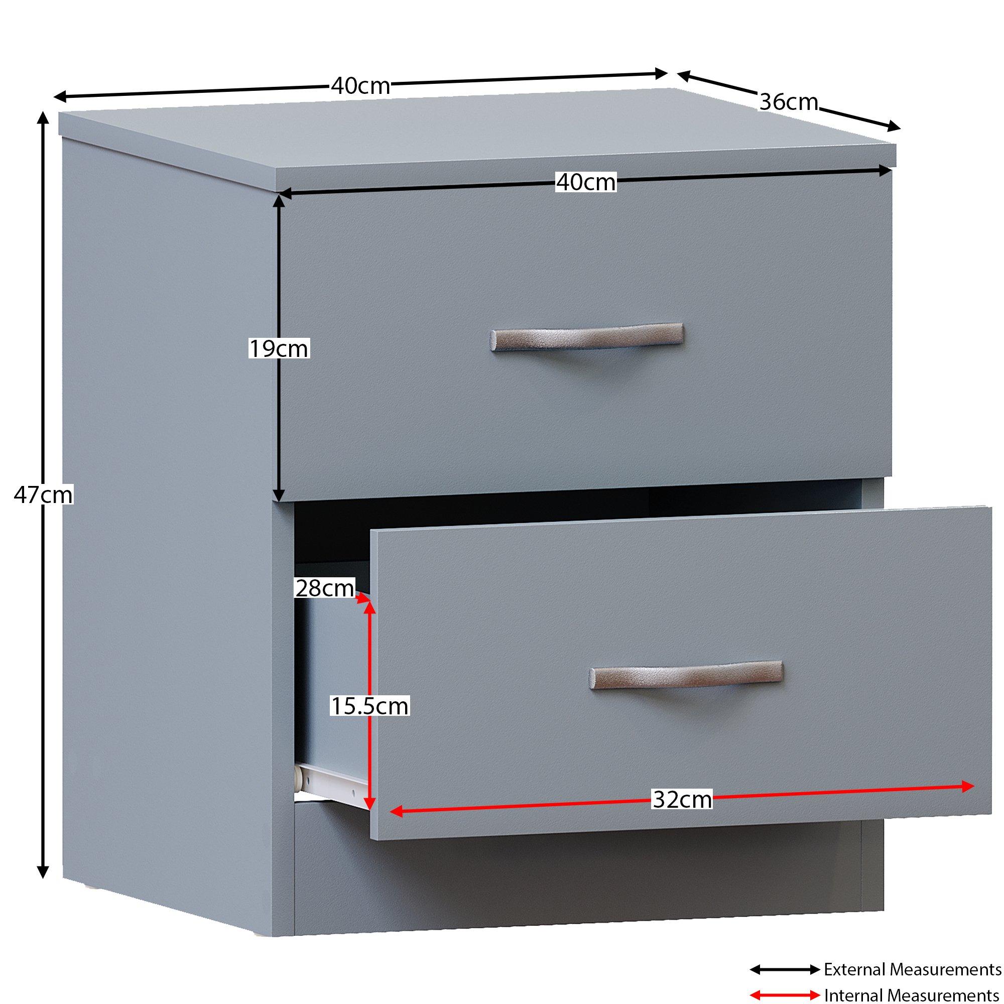 Grey - Lassic - Vida Designs Riano 2 Drawer Bedside Chest - 2