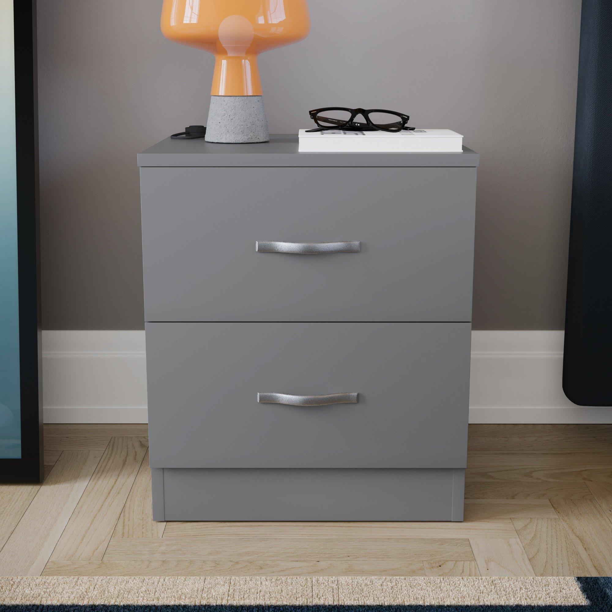 Grey - Lassic - Vida Designs Riano 2 Drawer Bedside Chest - 3