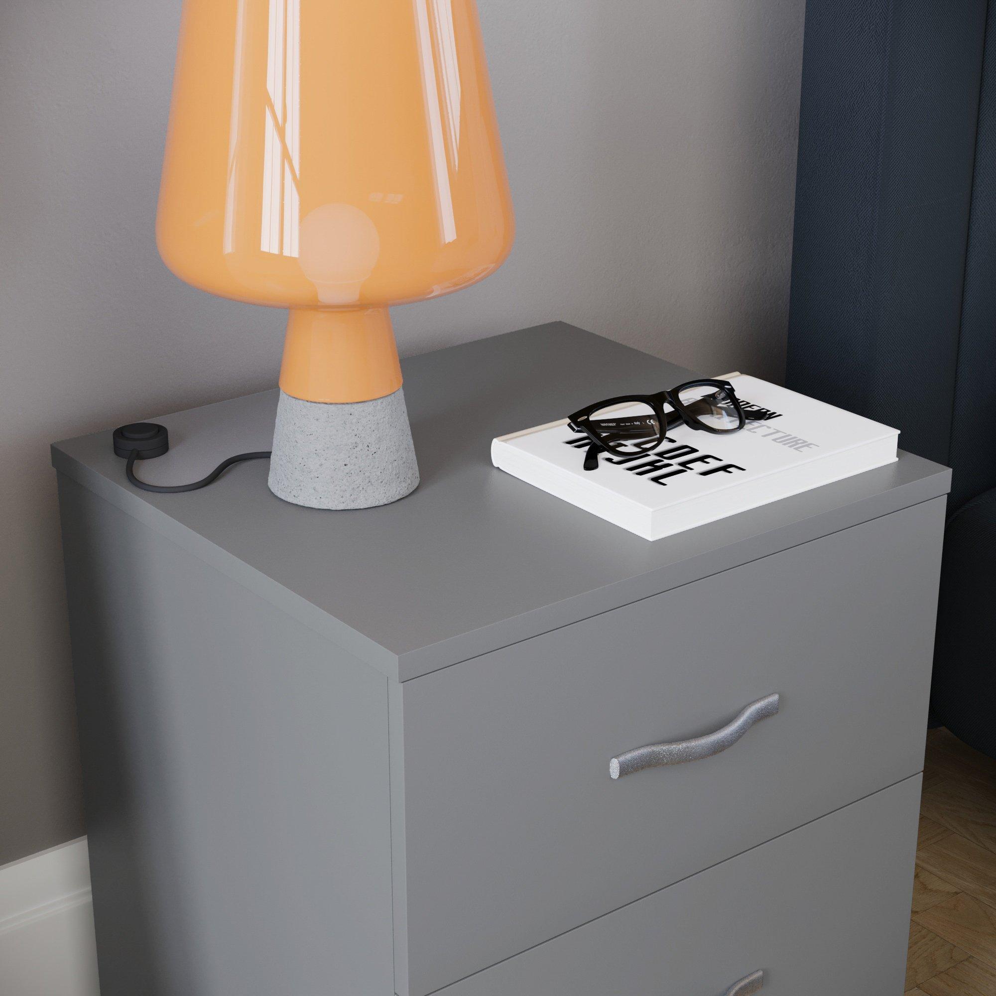 Grey - Lassic - Vida Designs Riano 2 Drawer Bedside Chest - 4